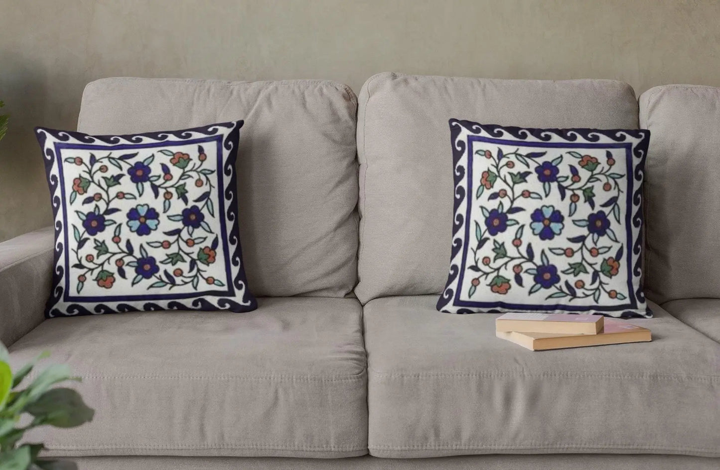 Armenian Iznik Pillow - Boho Home Decor Decorative Cushion Cover 18x18 Inch