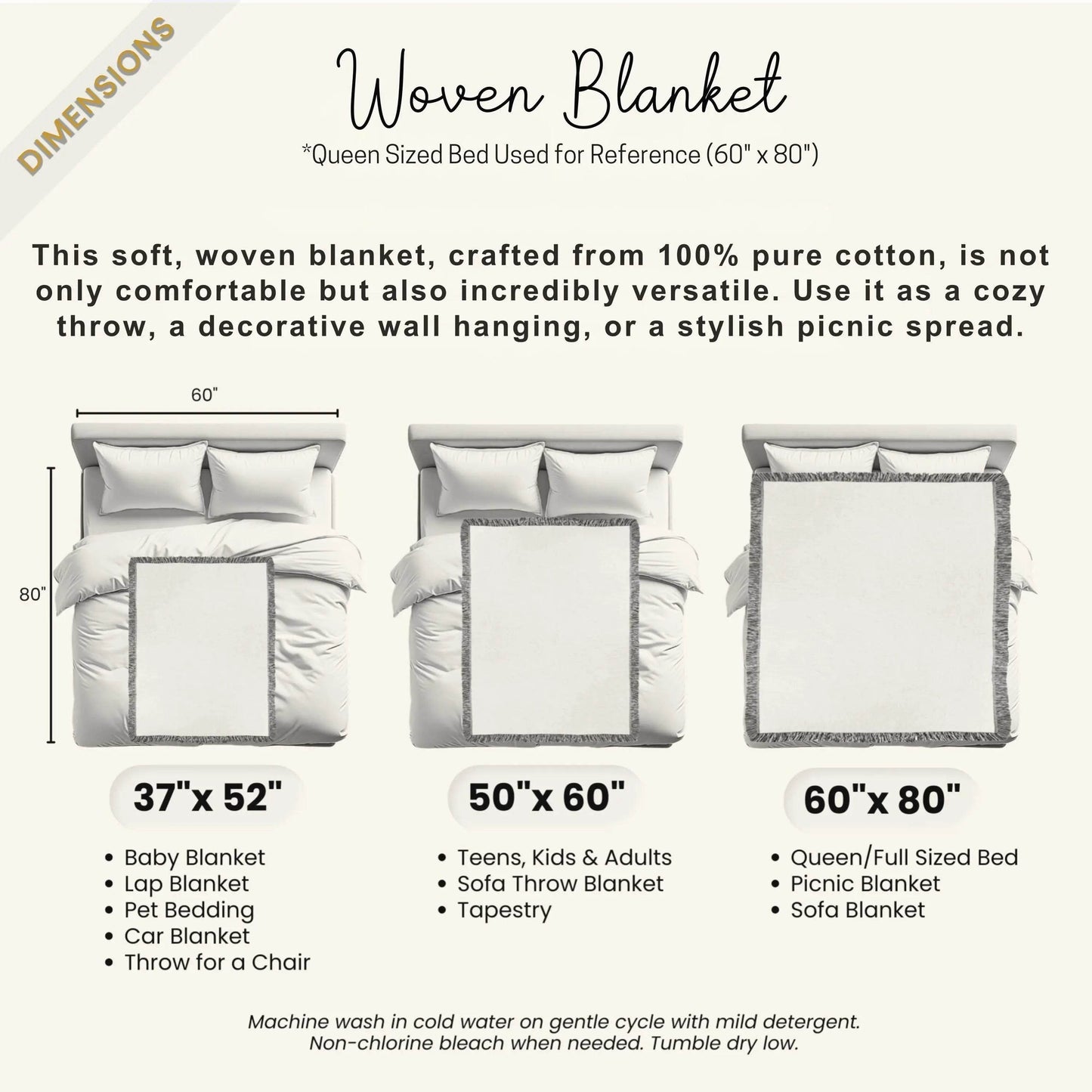Nordic Cotton Throw Blanket | Soft Breathable Woven Blanket for Hygge Living - timelessbohochic.com