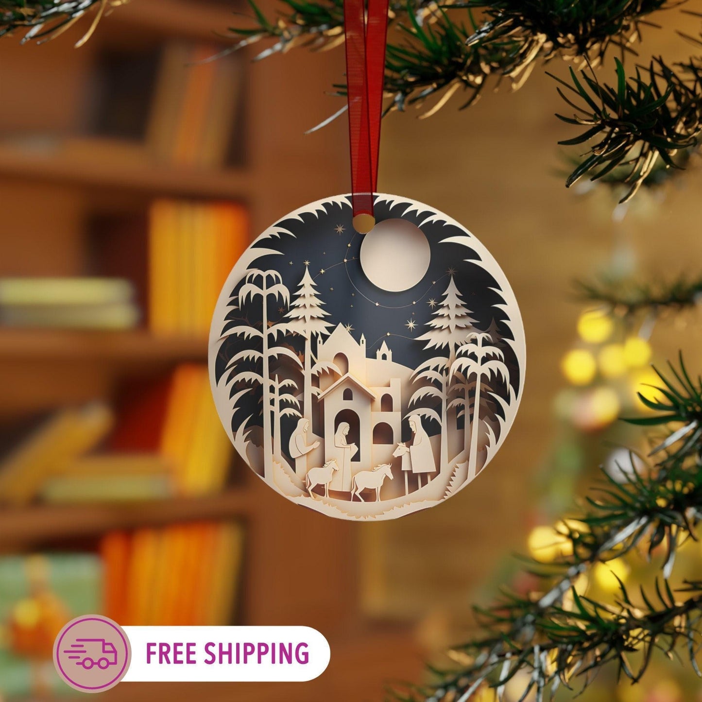 Personalized Nativity Ornament - Custom Armenian Christmas Ornament with Alphabet Text