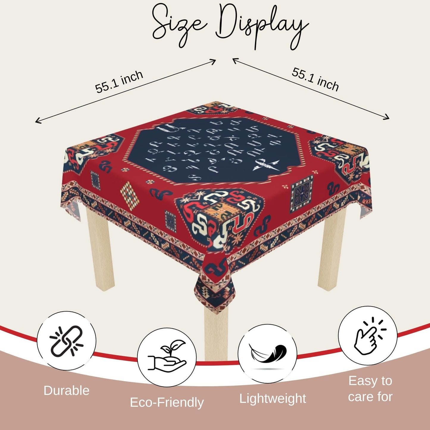 Armenian Tablecloth - Square Stylish Table Cover | Personalized Boho Linen Gift