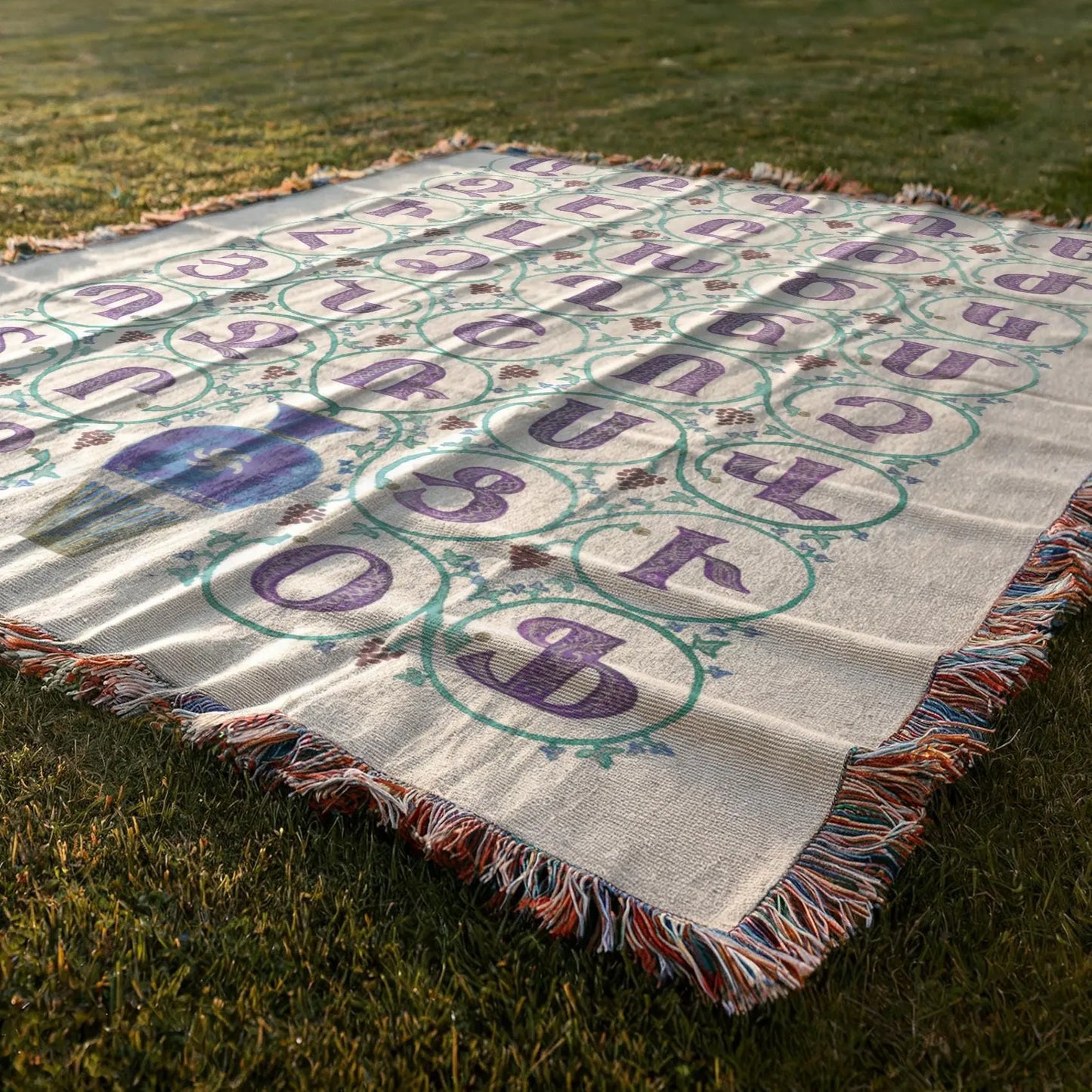 Armenian Woven Blanket - Cotton Throw with Armenian Alphabet Design | Cozy Cultural Sofa Throw