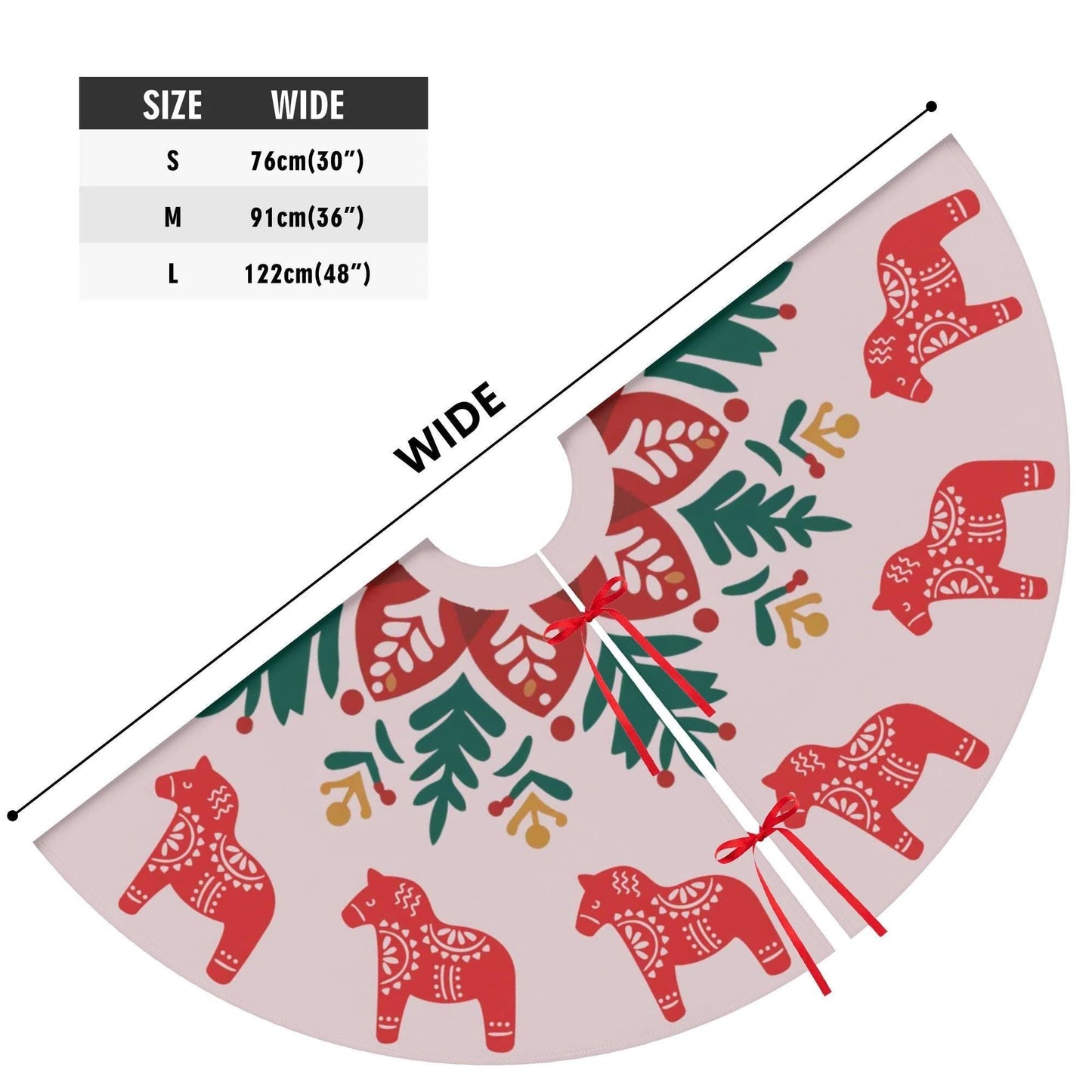 Scandi Dala Horse Skirt – Nordic Christmas Decor | Cozy Holiday Accent Tree Skirt