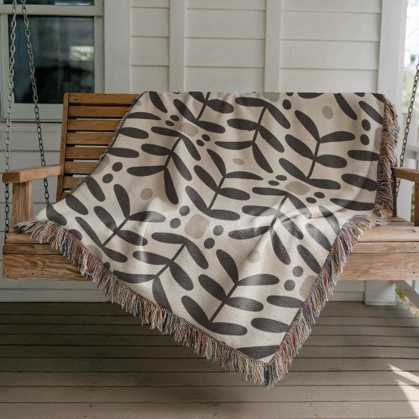 Woven Wall Hanging – Mid Century Modern Floral Wall Art Cotton Tapestry Throw - timelessbohochic.com