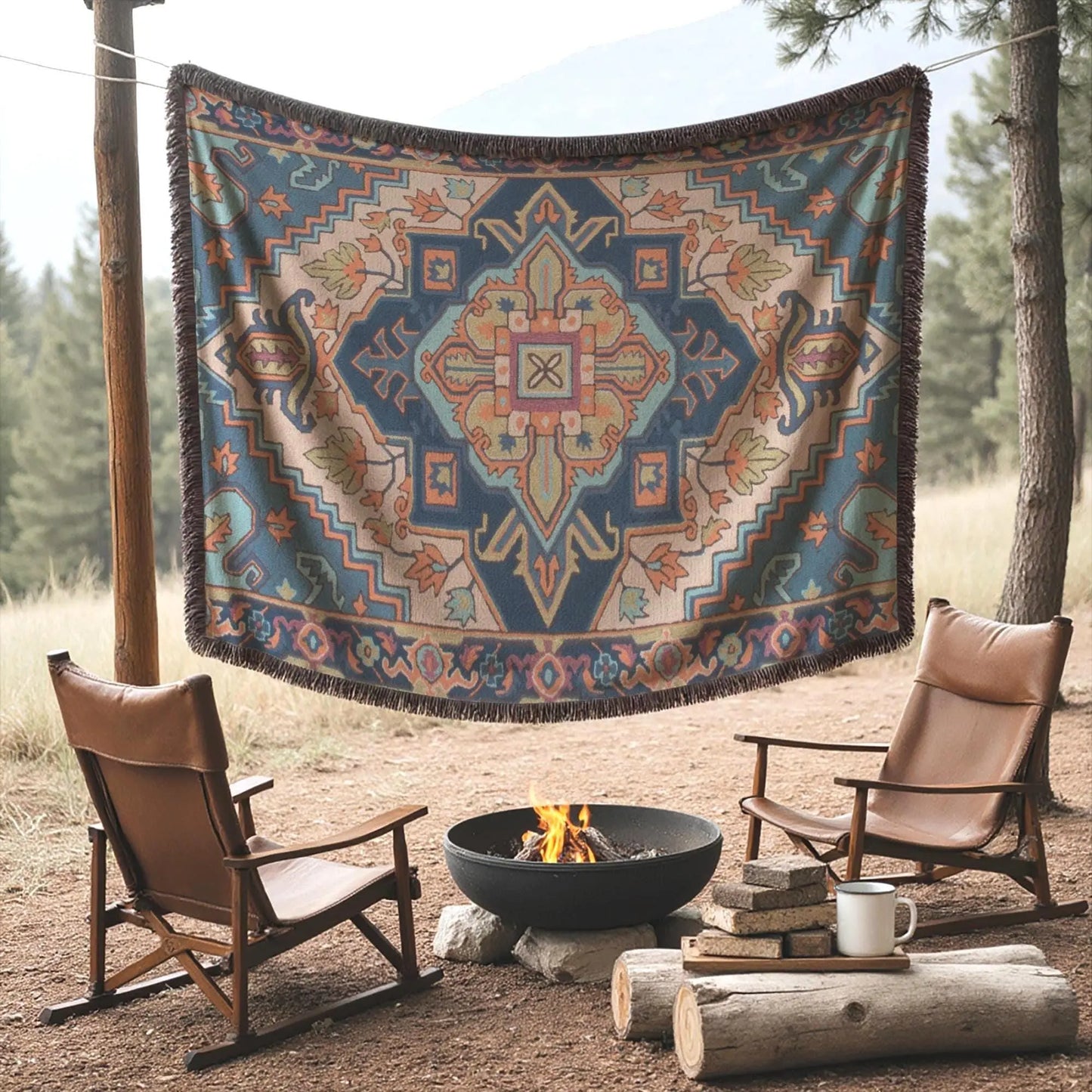 Bohemian Woven Blanket – Persian Rug Throw | Boho Tapestry Travel Throw
