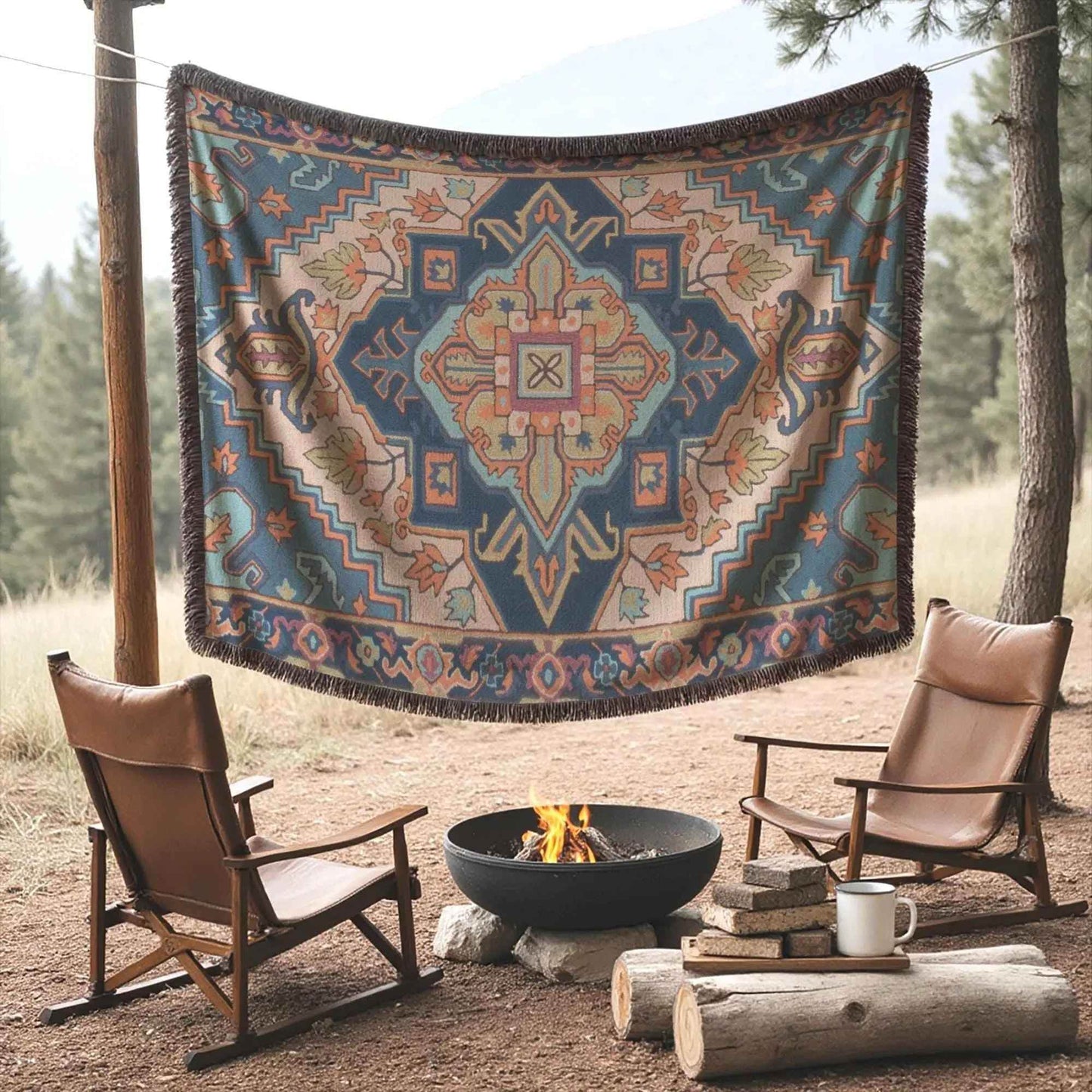 Bohemian Woven Blanket – Persian Rug Throw | Boho Tapestry Travel Throw - timelessbohochic.com