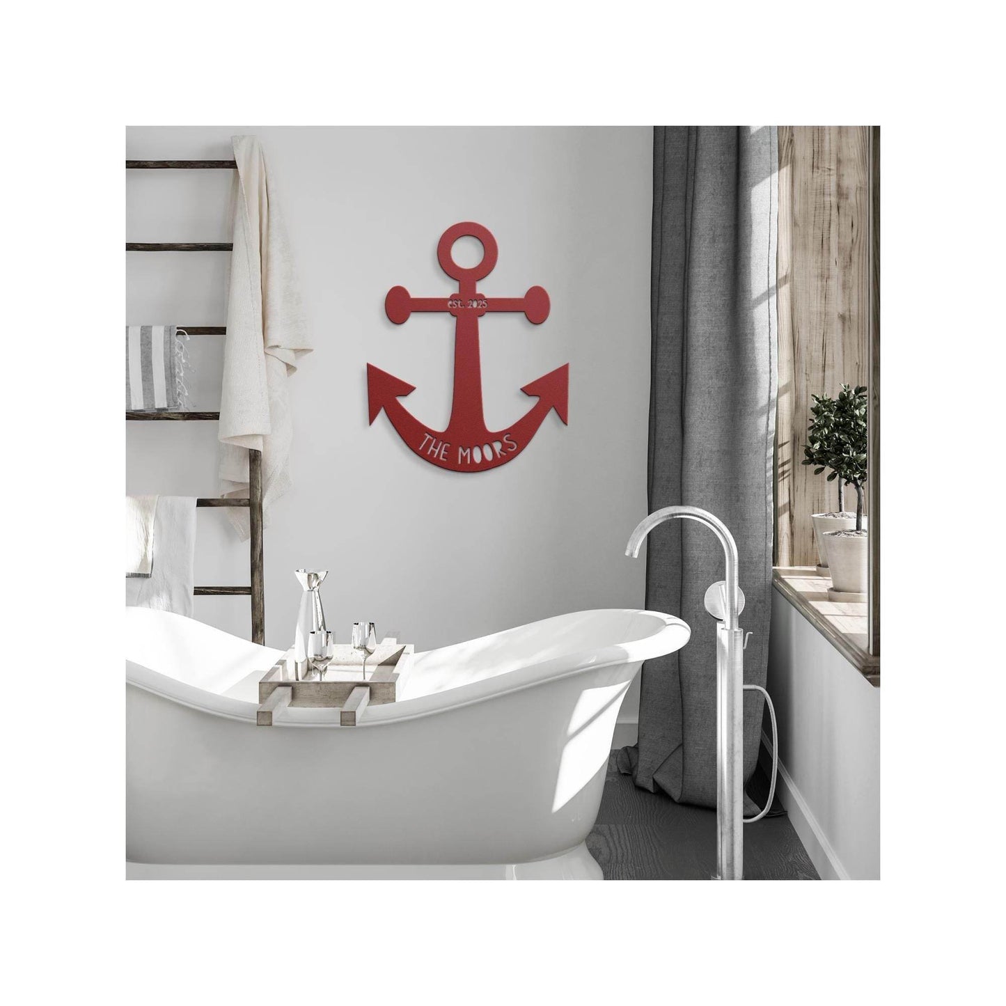 Nautical Anchor Sign - Custom Metal Door Sign | Coastal Wall Decor Plaque - timelessbohochic.com