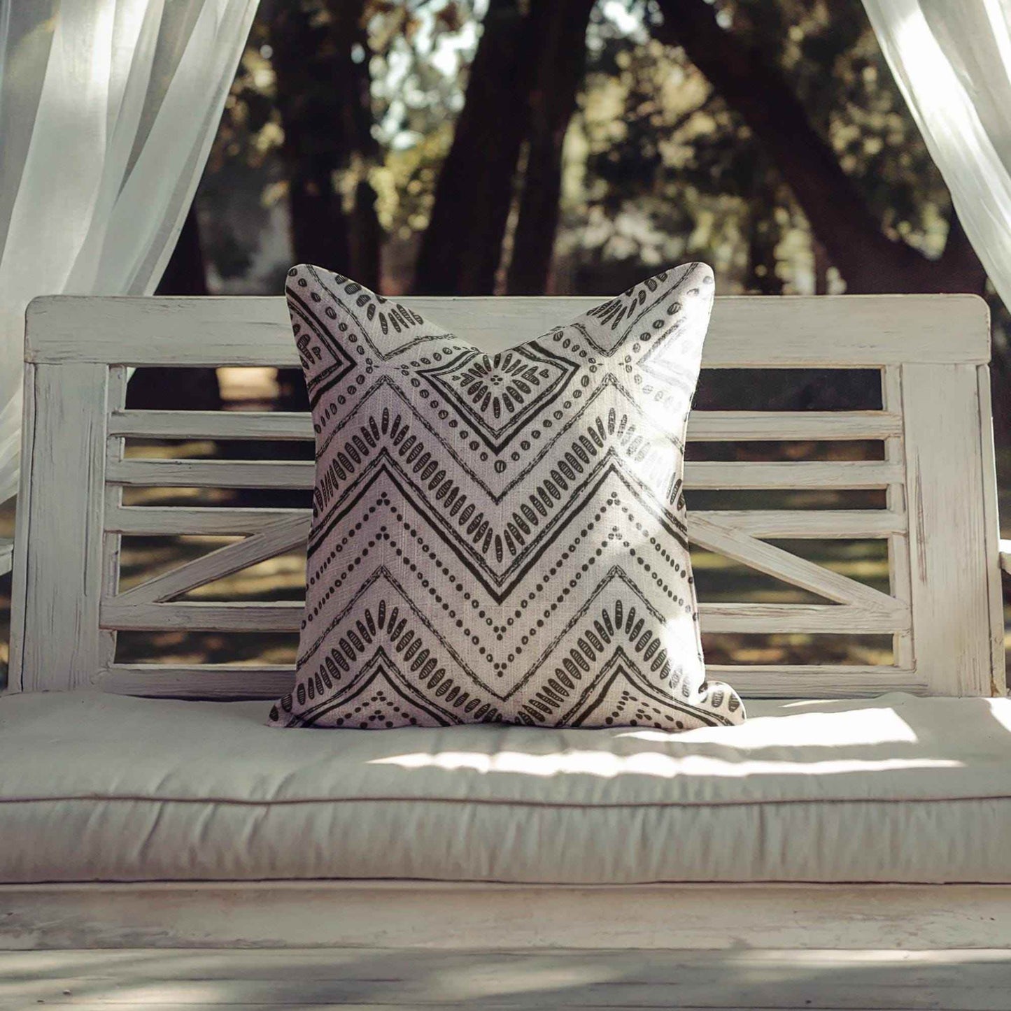 Black White Chevron Pillow - Boho Minimalist Throw Cushion Accent for Stylish Home Decor - timelessbohochic.com