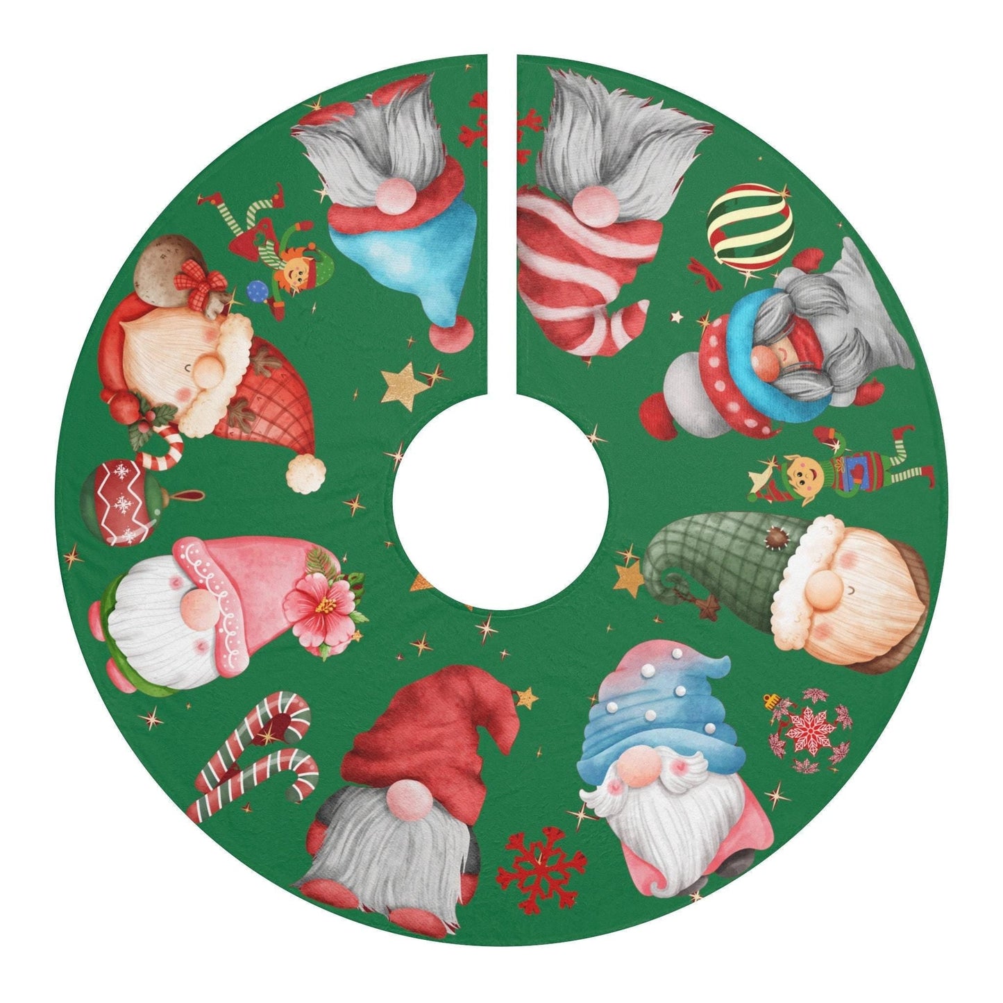 Gnome Christmas Tree Skirt – Cute Gnome Patterns | Festive Holiday Tree Wrap