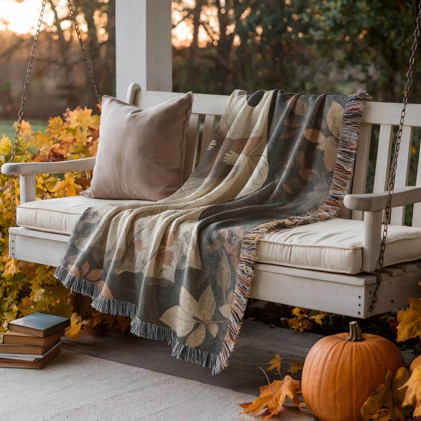 Cute Ghost Blanket - Cozy Fall Throw in Soft Cotton Woven Fabric for Ultimate Comfort - timelessbohochic.com