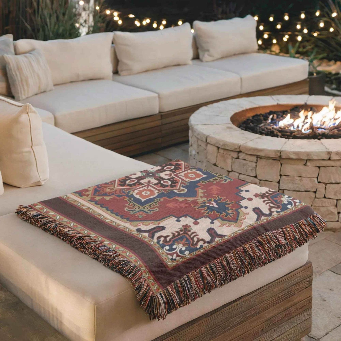 Persian Rug Pillow Blanket Set – Woven Cotton Throw & Decorative Cushion Cover - timelessbohochic.com
