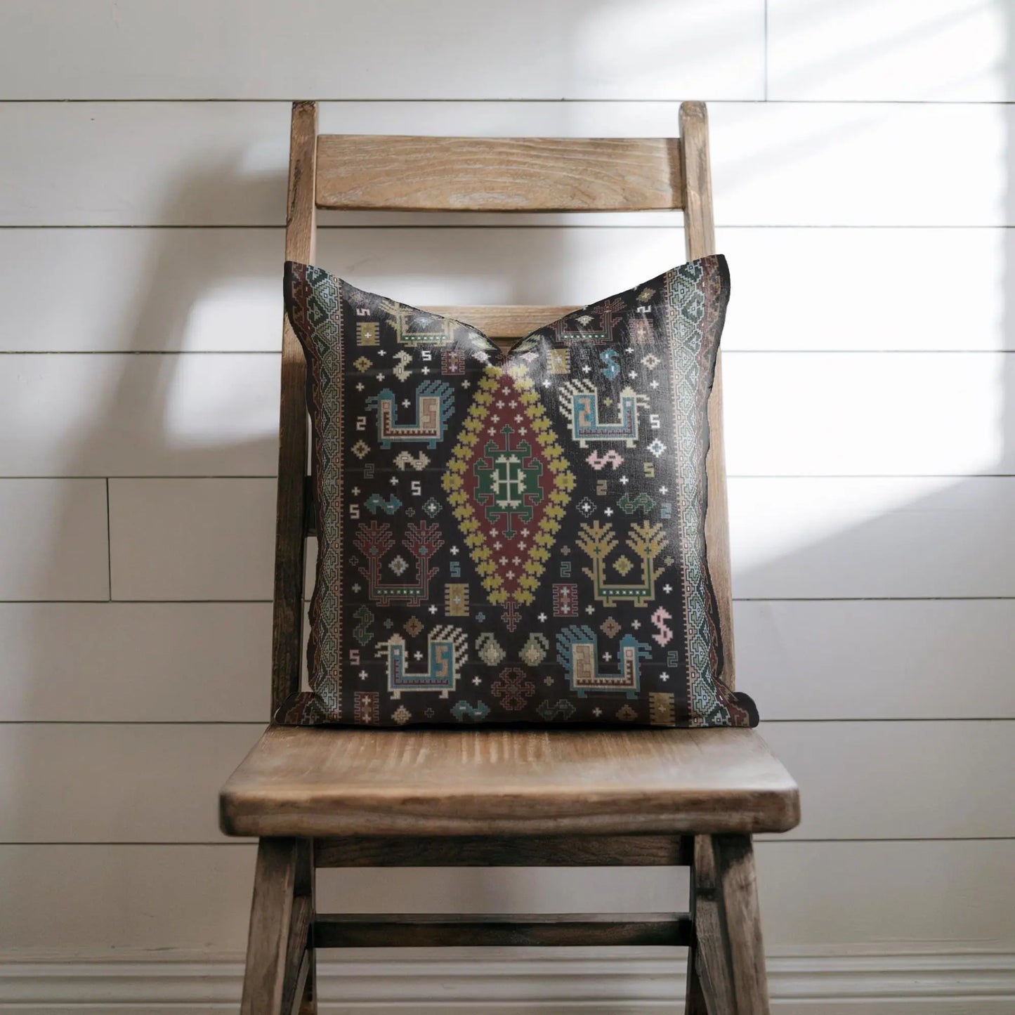 Bohemian Pillow - Ethnic Cushion With Colorful Embroidery | Southwestern Decor