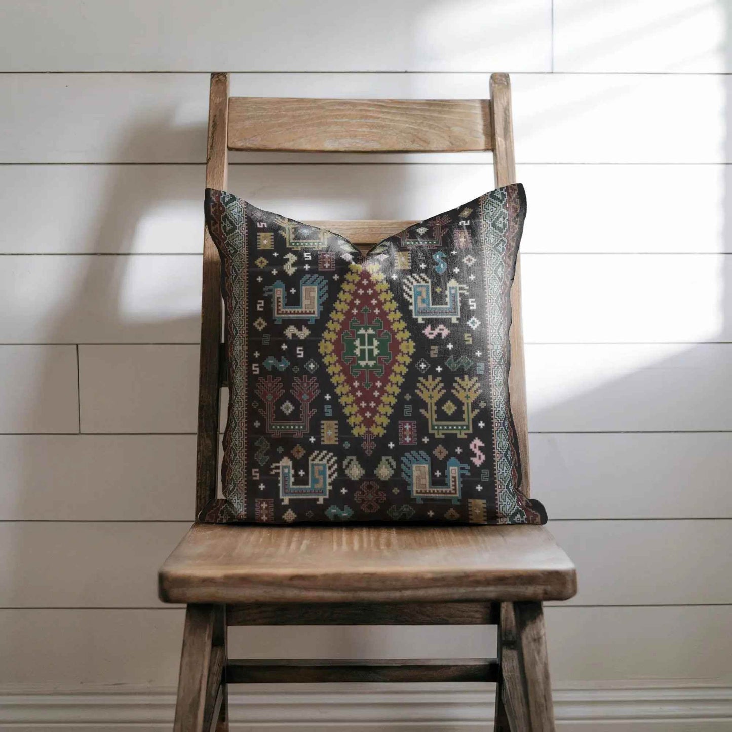 Bohemian Pillow - Ethnic Cushion With Colorful Embroidery | Southwestern Decor - timelessbohochic.com