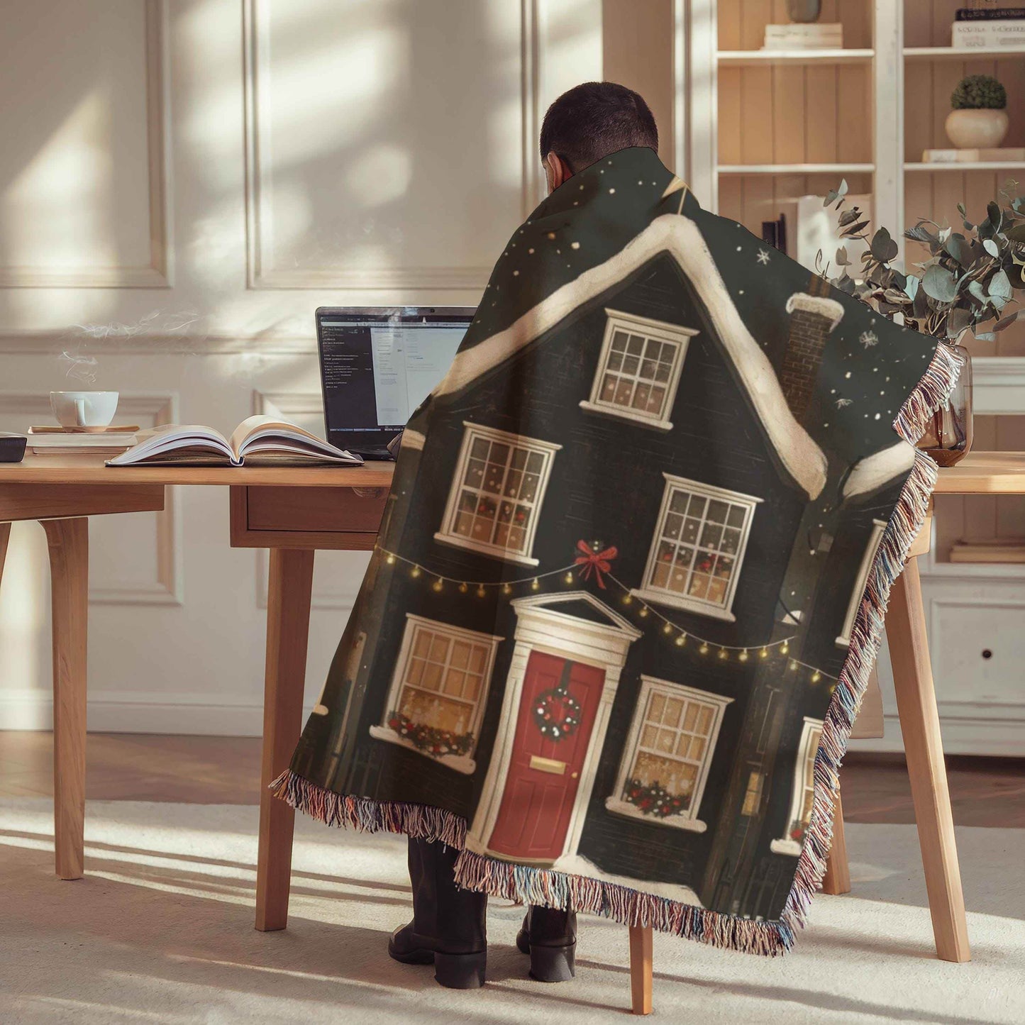 Christmas Village Blanket - Cozy Woven Throw | Festive Folk Art Holiday Decor - timelessbohochic.com