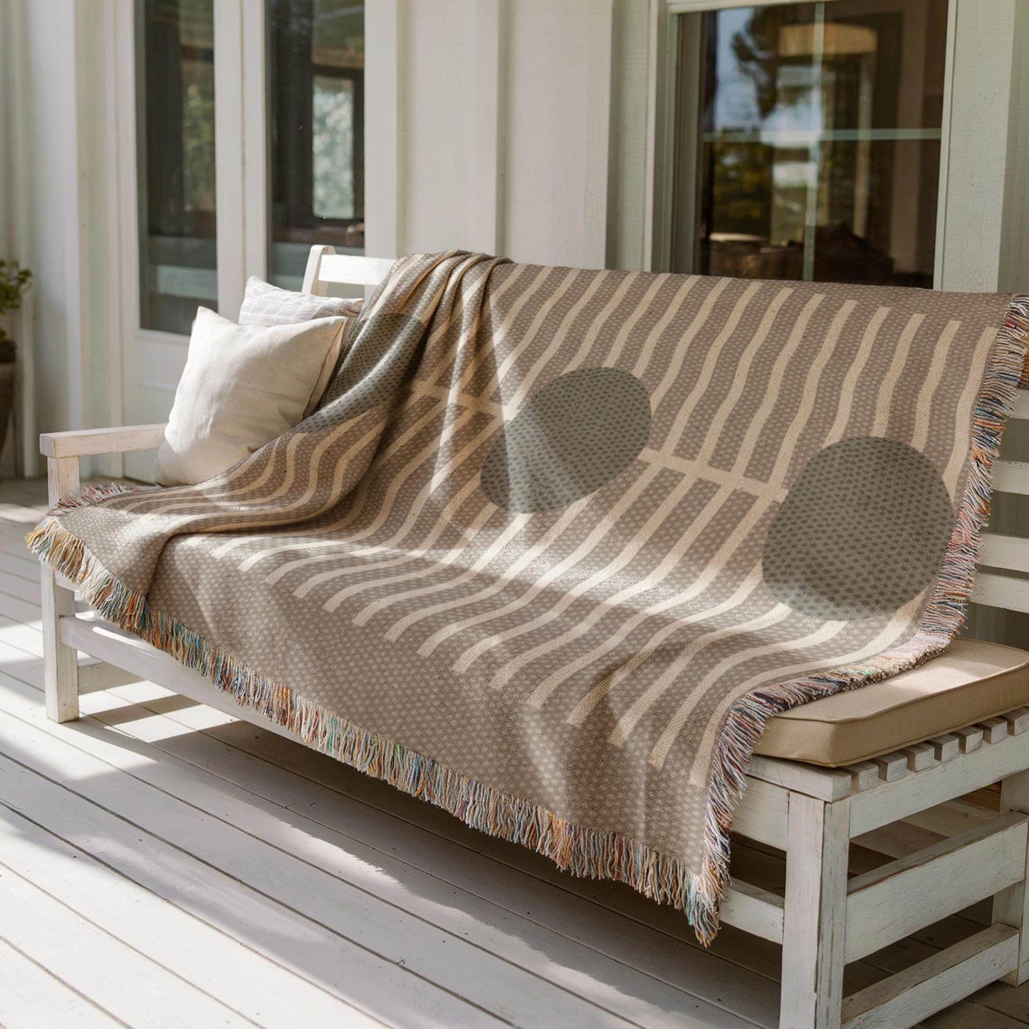 Olive Green Wall Hanging Blanket – Modern Cotton Throw Decor with Geometric Pattern - timelessbohochic.com