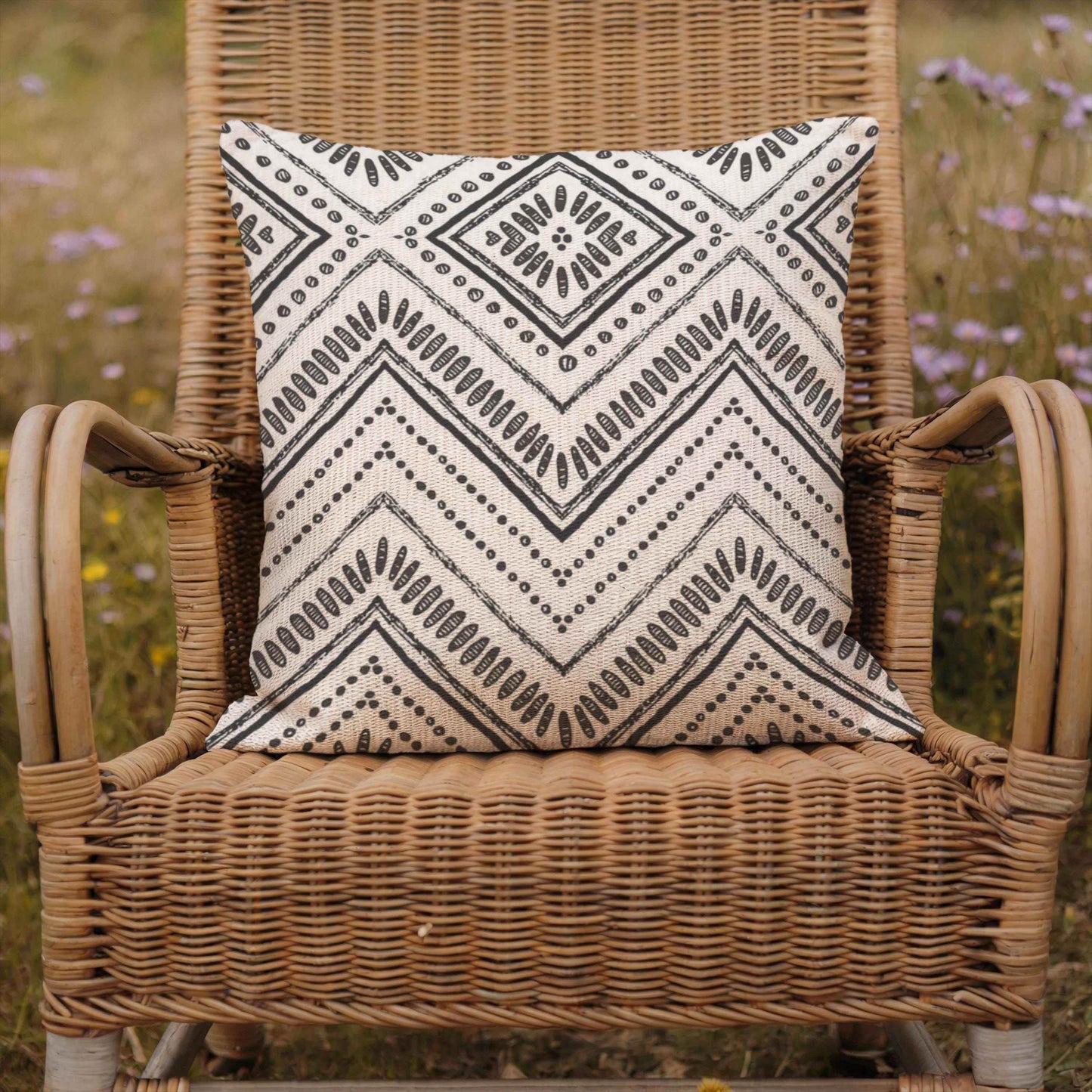 Black White Chevron Pillow - Boho Minimalist Throw Cushion Accent for Stylish Home Decor - timelessbohochic.com