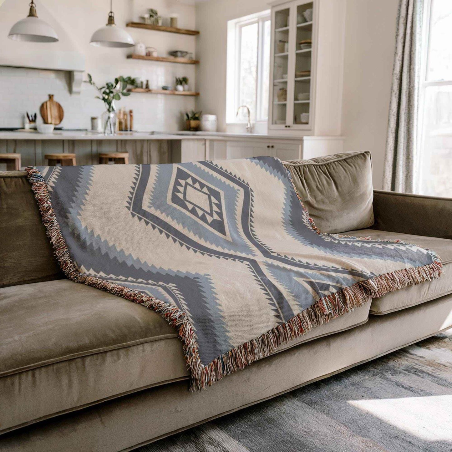 Southwestern Cotton Blanket | Cozy Fall Throw With Navajo Style & Boho Chic Decorative Design - timelessbohochic.com
