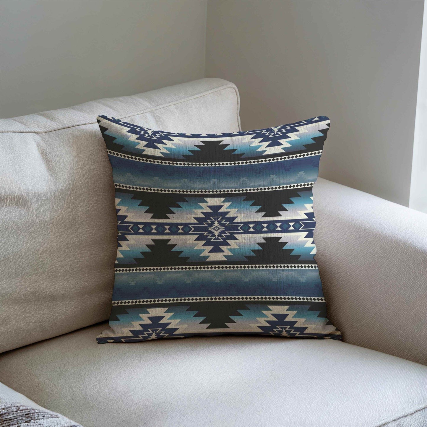 Navajo Cotton Throw Pillow - Rustic Boho Pillow Cover with Colorful Fringed Edges - timelessbohochic.com