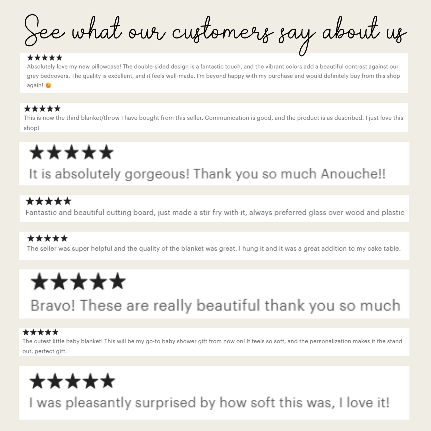 a collection of customer reviews for a blanket, expressing their satisfaction with the product. The reviews praise the blanket for its quality, design, and comfort, with some customers even calling it a "gift from the heavens". The reviews highlight the blanket's beauty, its softness, and the personalization it offers. The overall sentiment of the reviews is positive, with customers expressing their love for the blanket and their willingness to recommend it to others.
