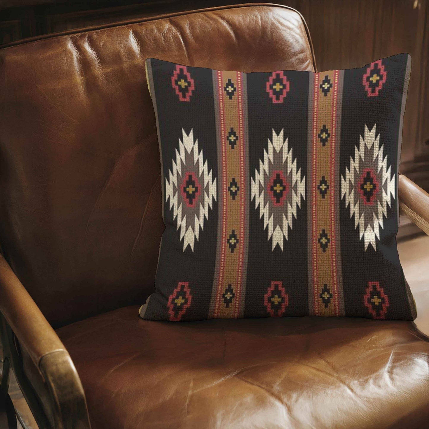 Boho Navajo Throw Pillow - Colorful Ikat Pattern Decorative Couch Pillow - timelessbohochic.com