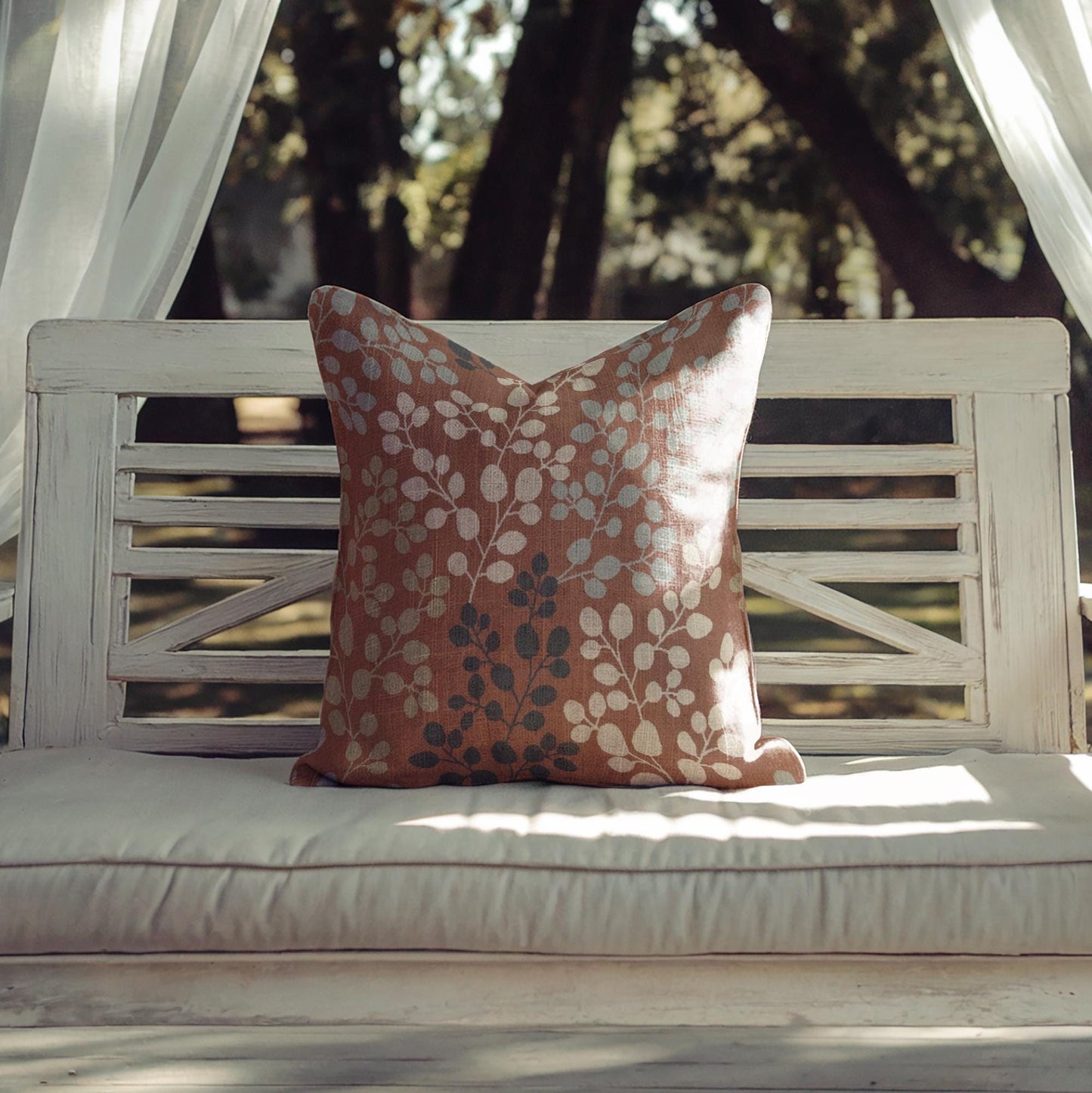 Japanese Throw Pillow - Woven Decorative Cushion With Floral Pattern Home Decor