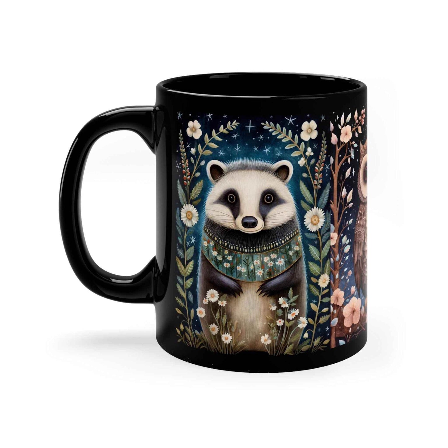 Nordic Folk Art Mug – Scandinavian Rustic Latte Cup with Folk Art Birds Design - timelessbohochic.com