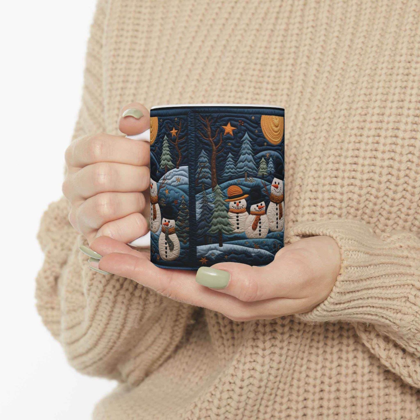 Snowman Coffee Mug - Ceramic Winter Drinkware | Festive Snowman Mug Design - timelessbohochic.com