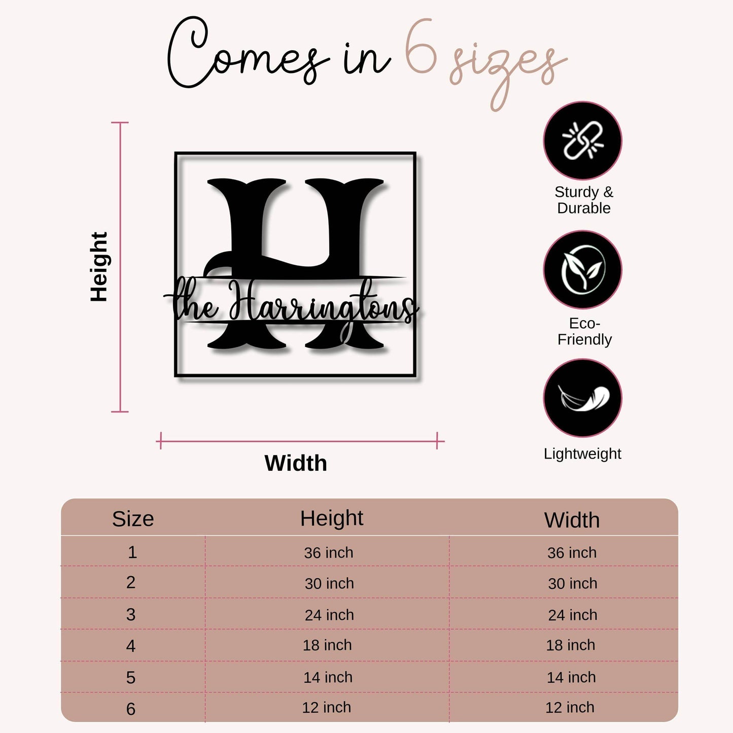 Custom Family Name Sign - Personalized Metal Plaque | Powder Coated Steel Wall Art - timelessbohochic.com