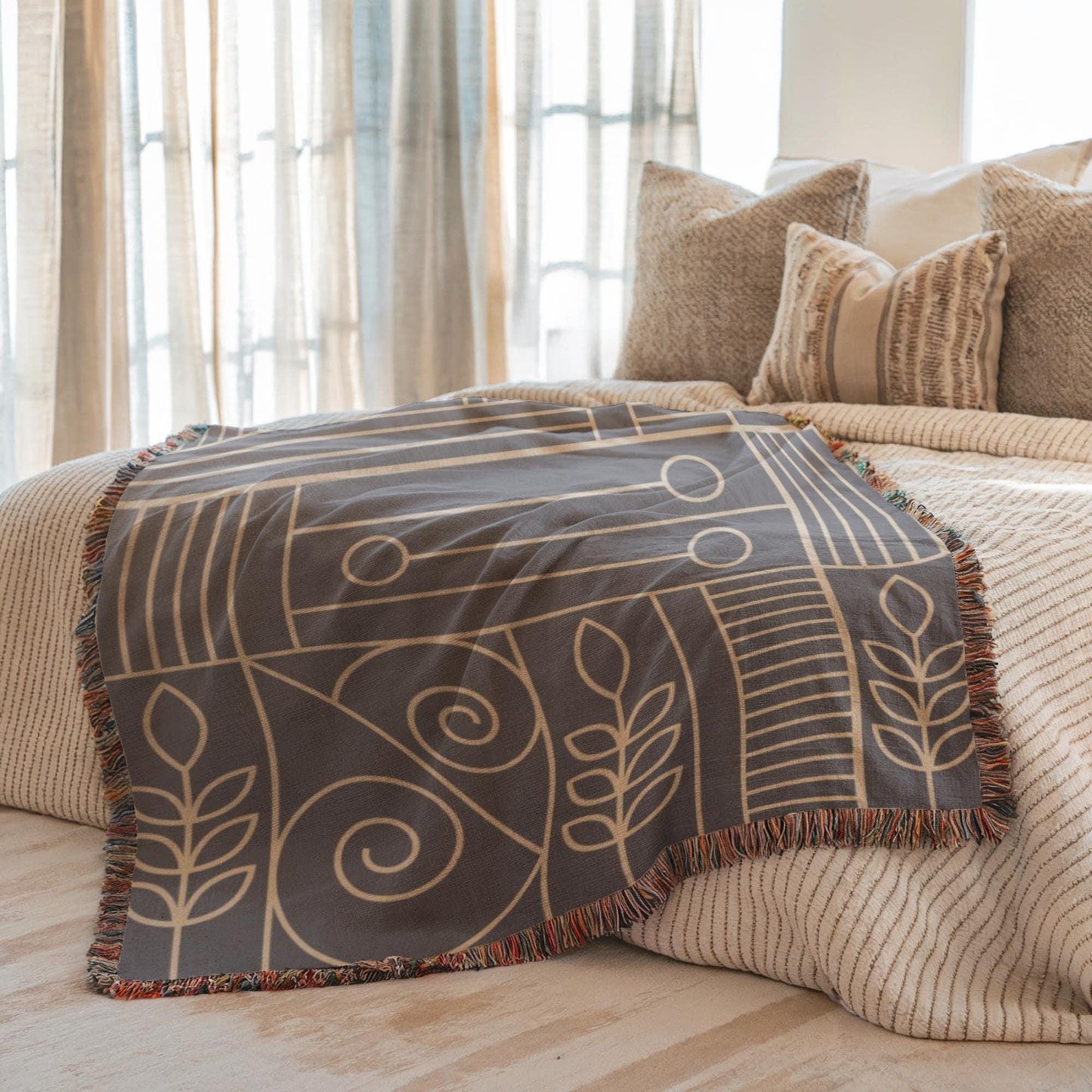 Woven Blanket – Cozy Home Decor | Modern Throw Blanket With Geometric Pattern