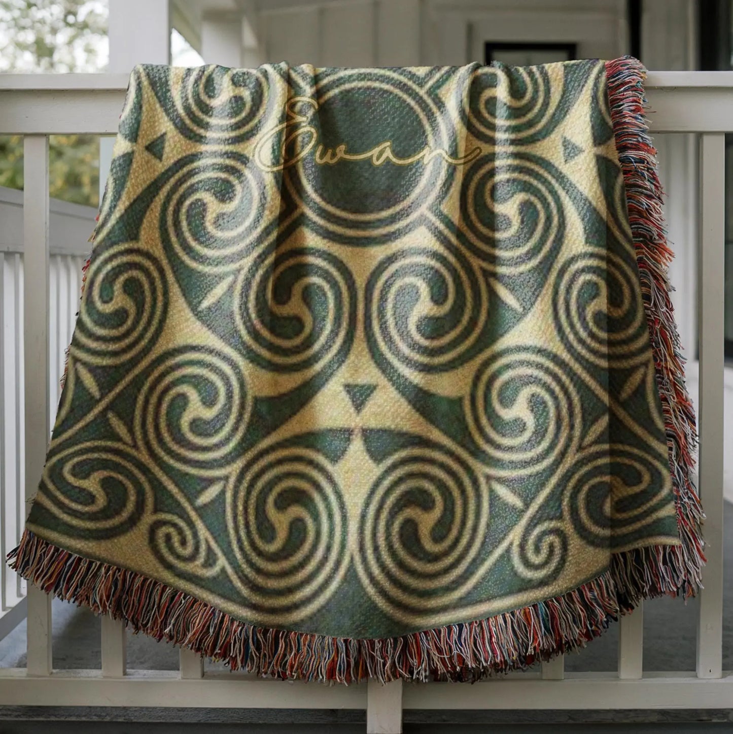 Celtic Cotton Throw Blanket – Woven Cotton Blanket With Fringed Edge, Soft Breathable Fabric
