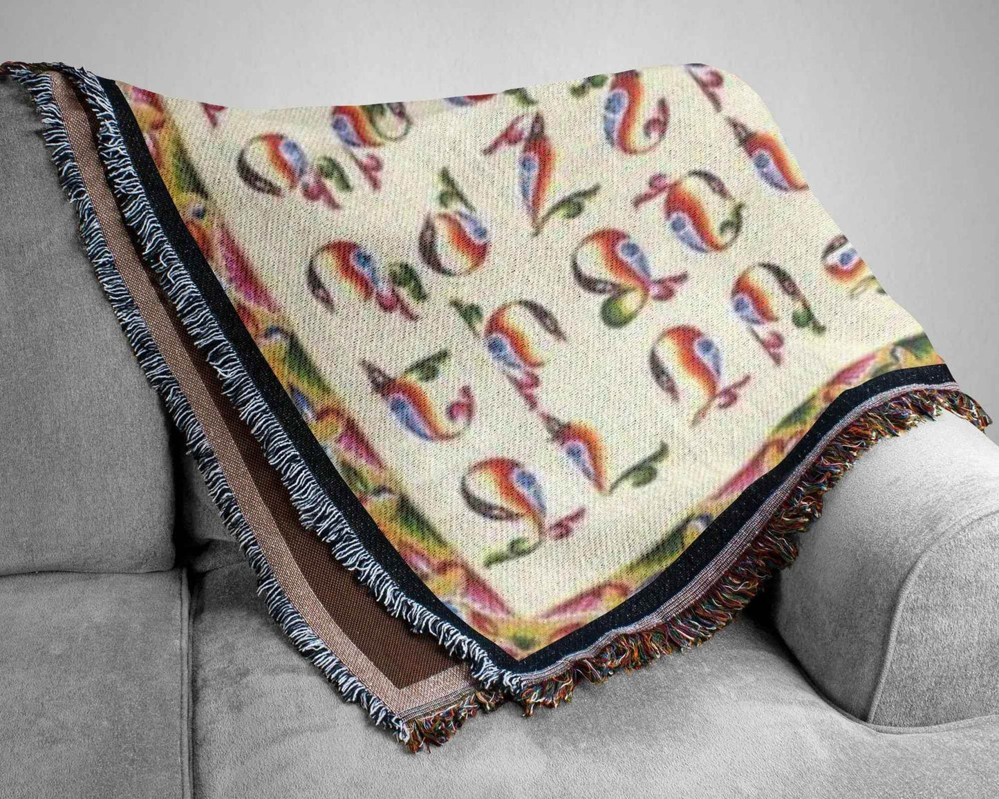Armenian Alphabet Blanket - Colorful Woven Cotton Bedspread & Eco-Friendly Couch Throw - timelessbohochic.com