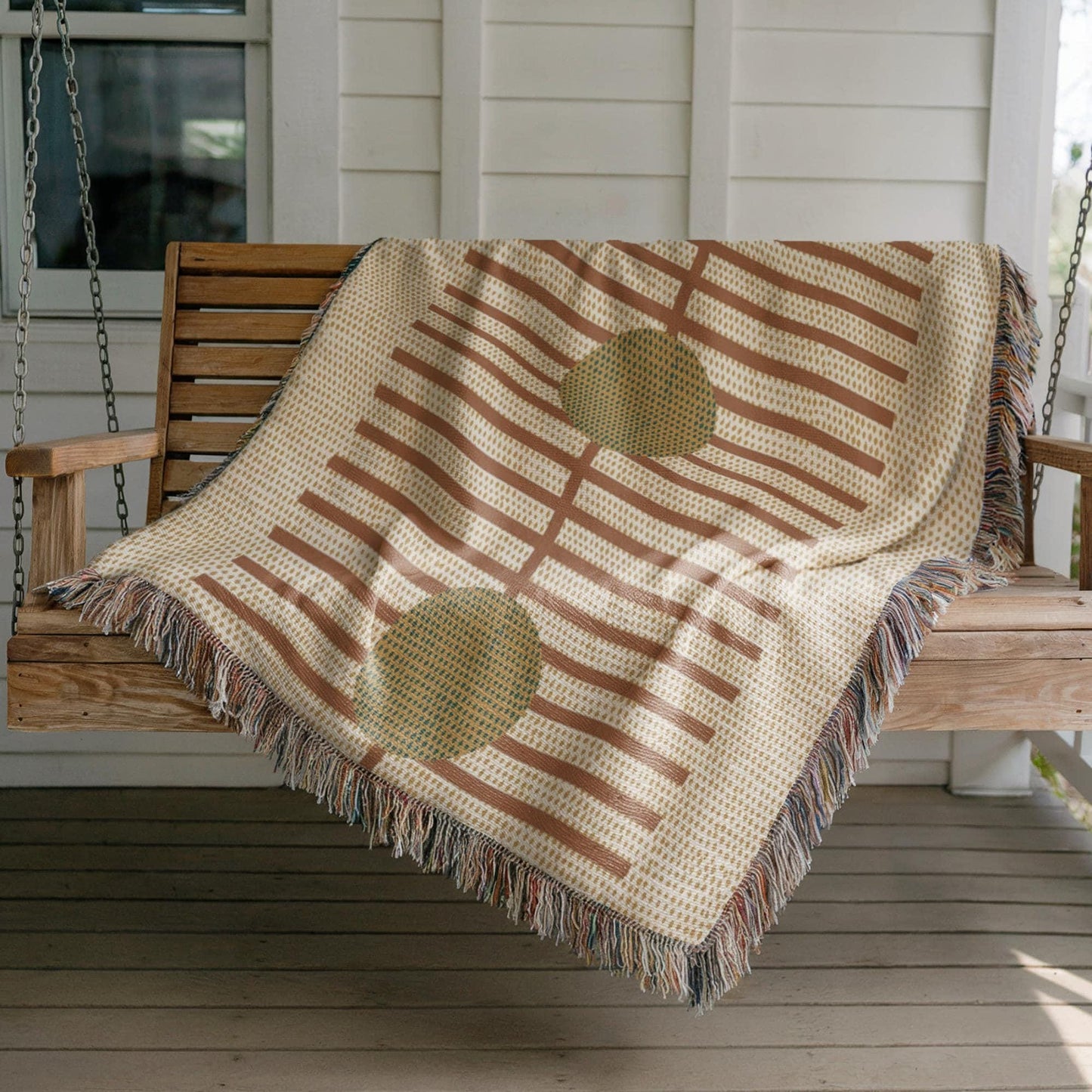Woven Blanket - Rustic Stripes Cotton Throw With Fringed Edges For Cozy Living