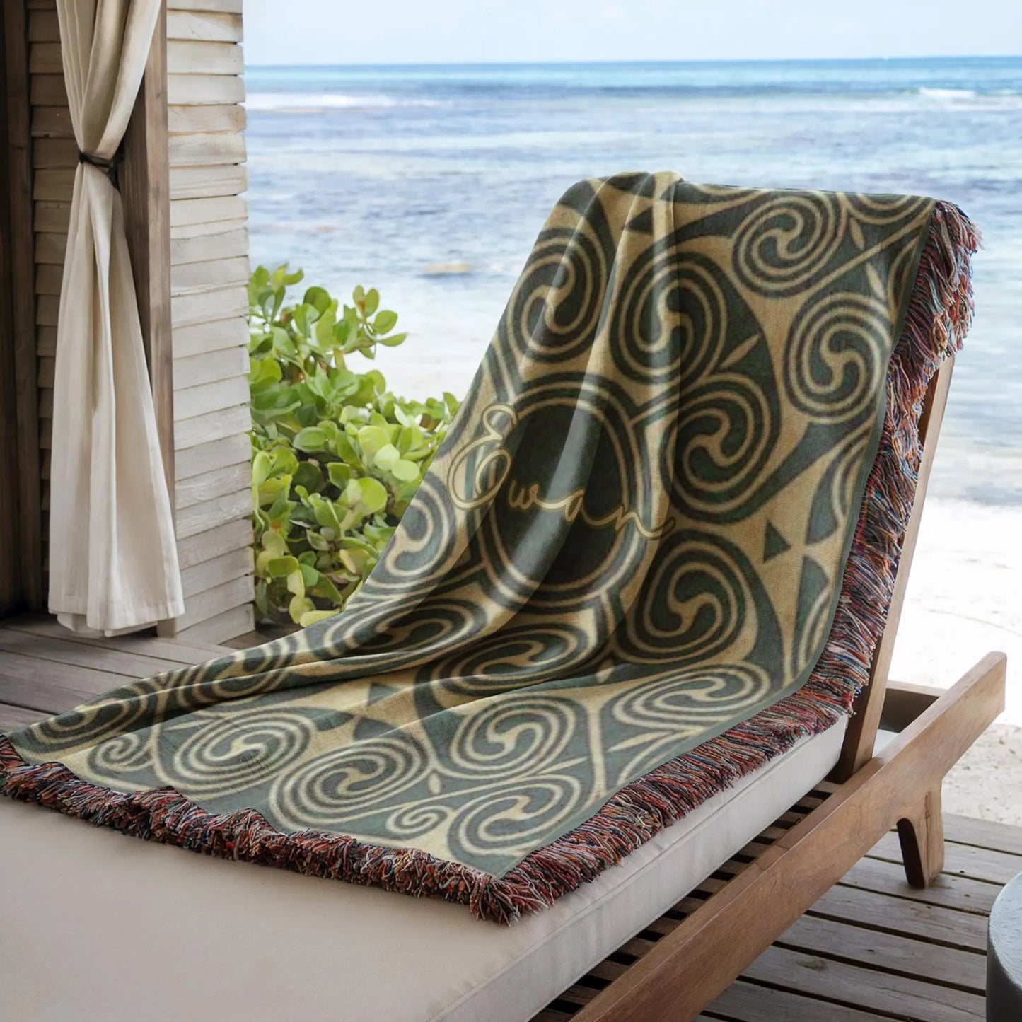Celtic Cotton Throw Blanket – Woven Cotton Blanket With Fringed Edge, Soft Breathable Fabric
