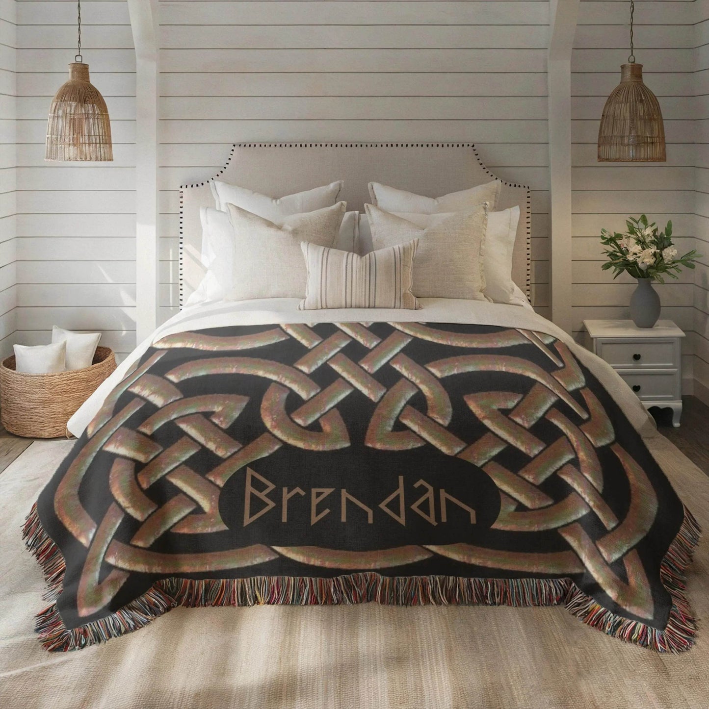 Celtic Woven Blanket – Irish Knotwork Throw | Custom Cotton Heritage Bedspread - timelessbohochic.com