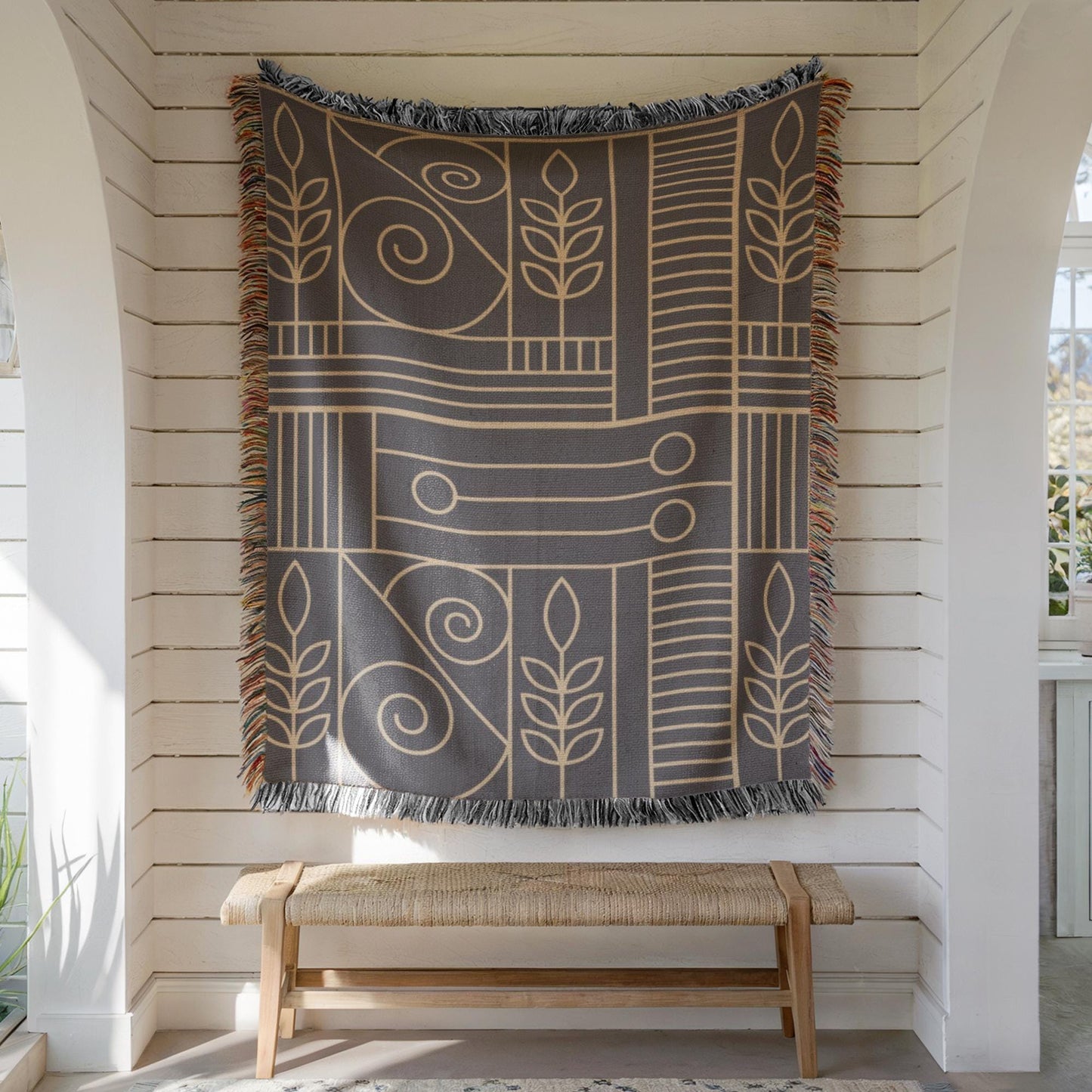 Woven Tapestry Blanket – Modern Throw Blanket with Geometric Pattern, Cozy Home Decor