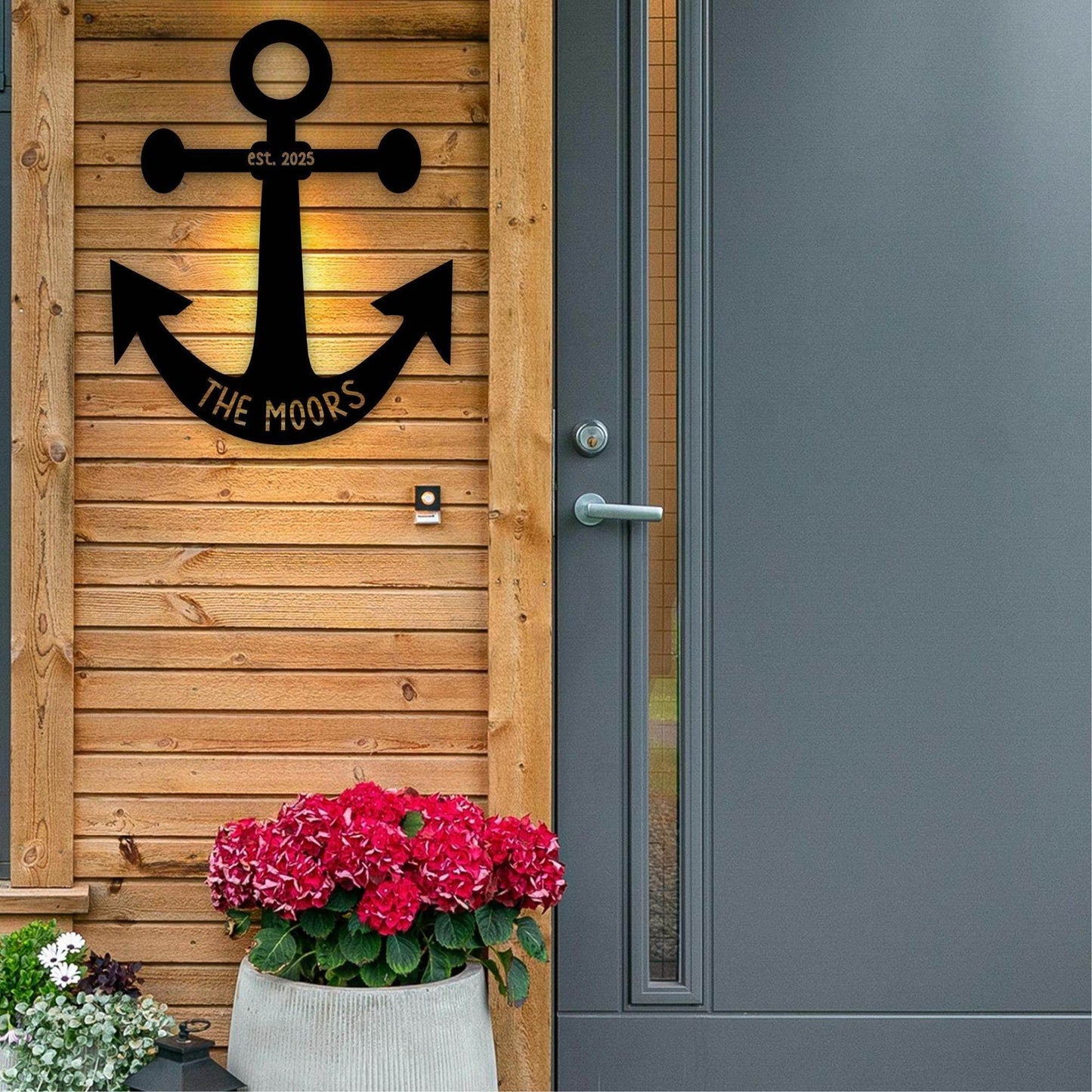 Nautical Anchor Sign - Custom Metal Door Sign | Coastal Wall Decor Plaque - timelessbohochic.com