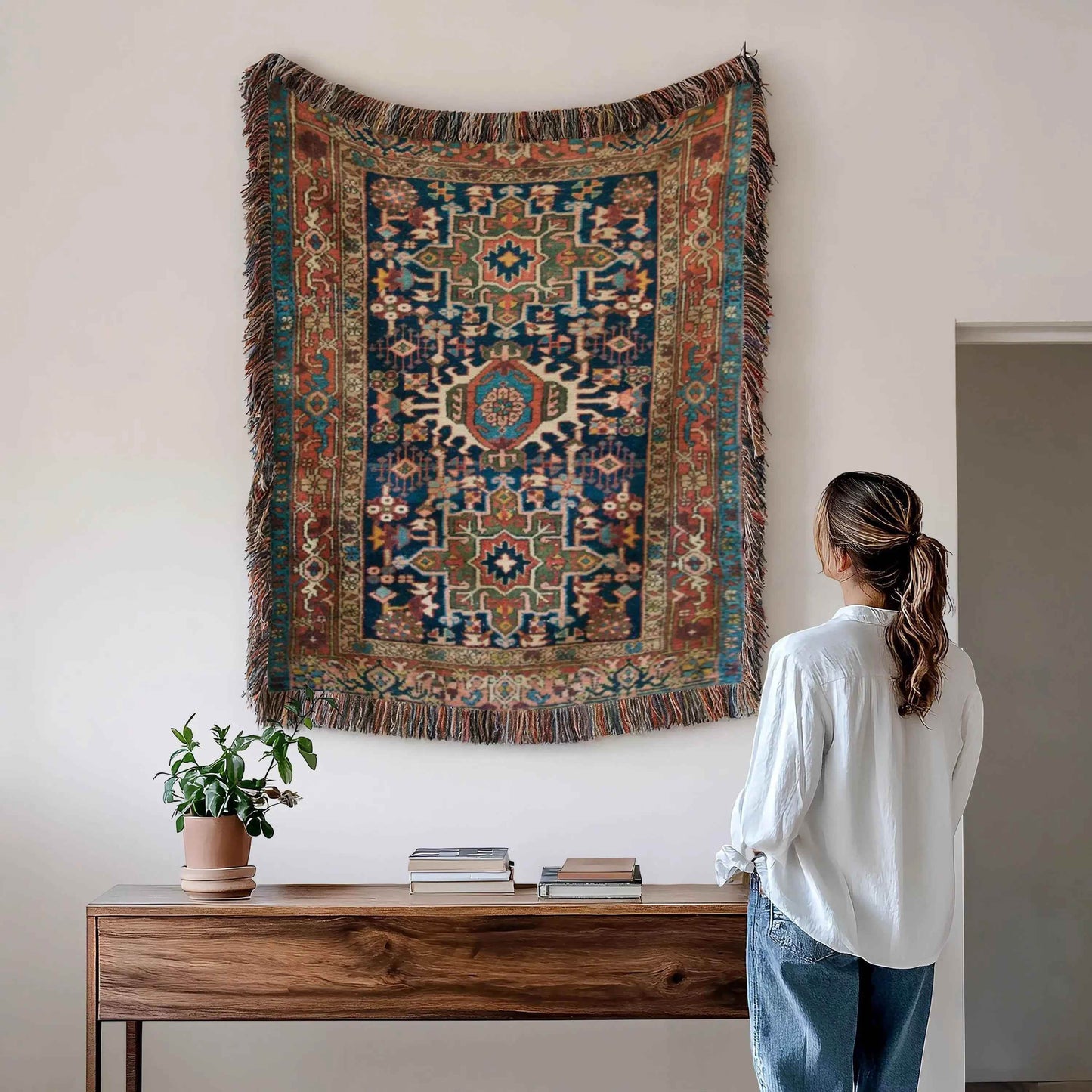 Turkish Rug Wall Hanging – Boho Wall Decor Woven Tapestry Rug for Living Room - timelessbohochic.com