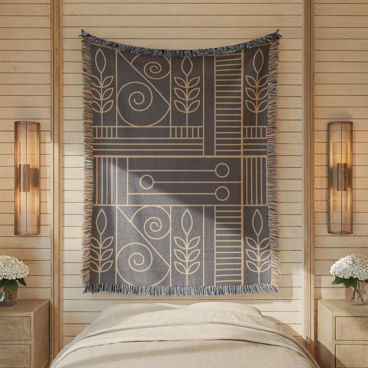 Woven Tapestry Blanket – Modern Throw Blanket with Geometric Pattern, Cozy Home Decor