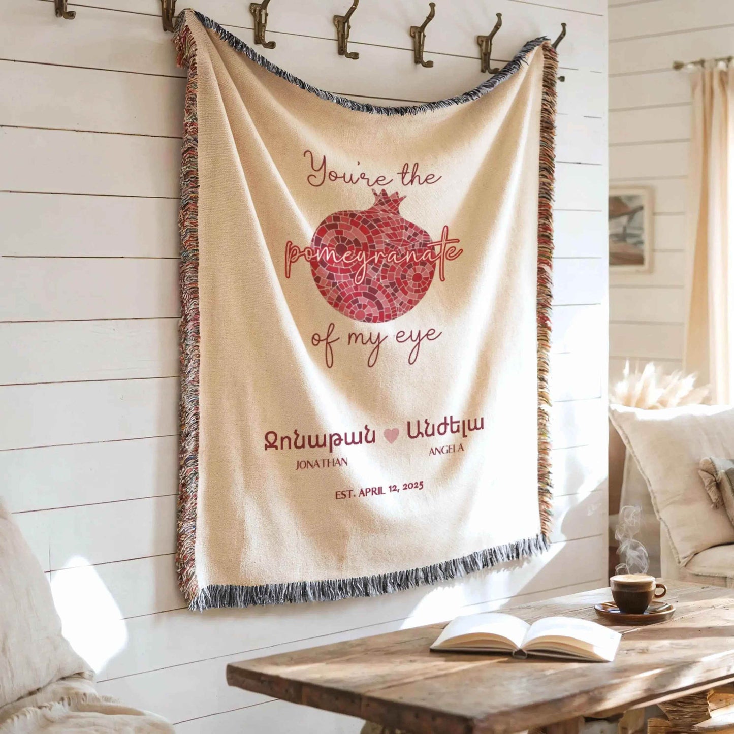 Armenian Woven Blanket - Wedding Gift Blanket | Cozy Cotton Throw with Colorful Fringed Edges - timelessbohochic.com