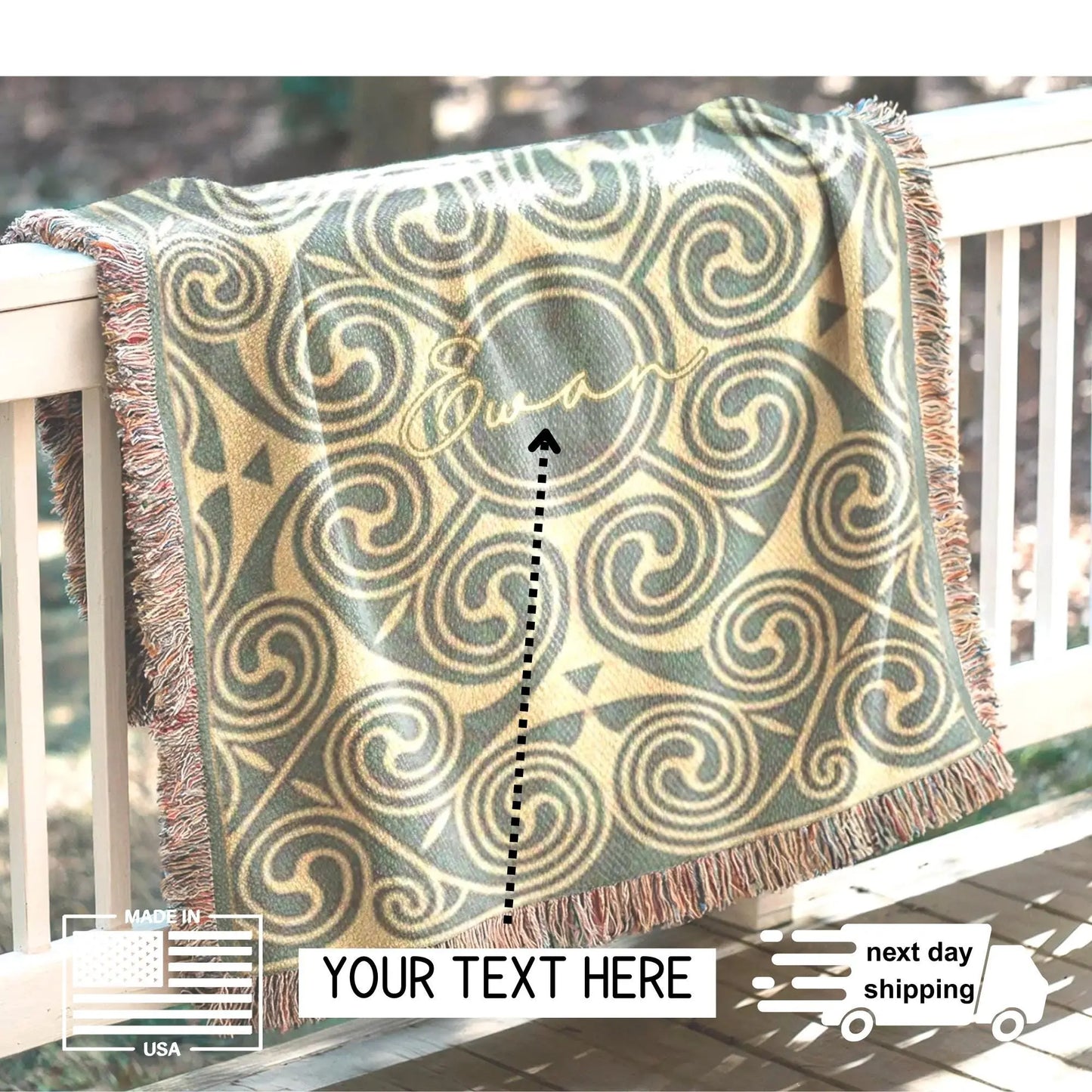 Celtic Cotton Throw Blanket – Woven Cotton Blanket With Fringed Edge, Soft Breathable Fabric