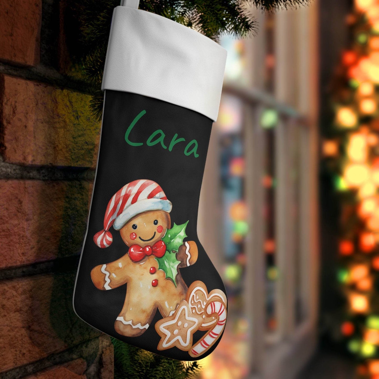 Personalized Christmas Stocking – Custom First Holiday Stocking with Name & Cookie Design - timelessbohochic.com