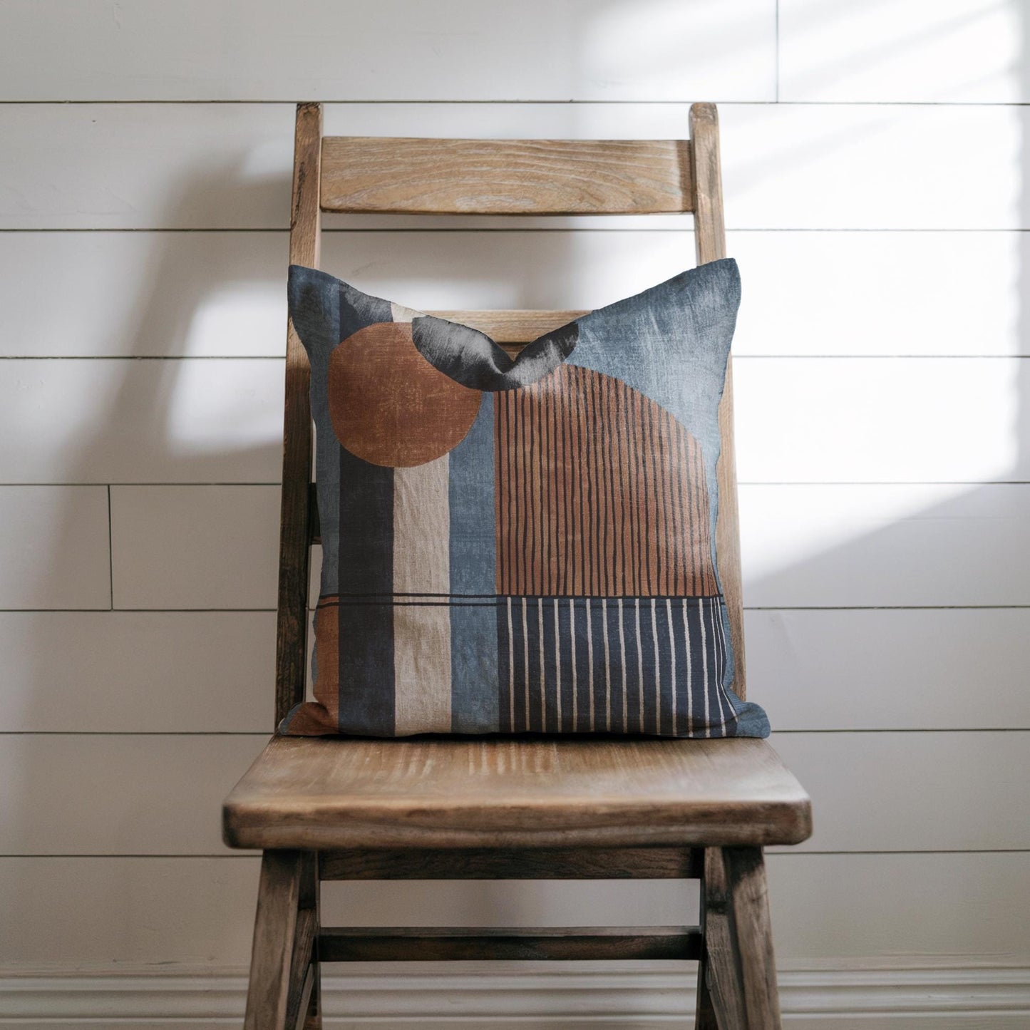 Woven Throw Pillow | Boho Eclectic Style - Minimalist Home Accent with Textured Fabric Cushion