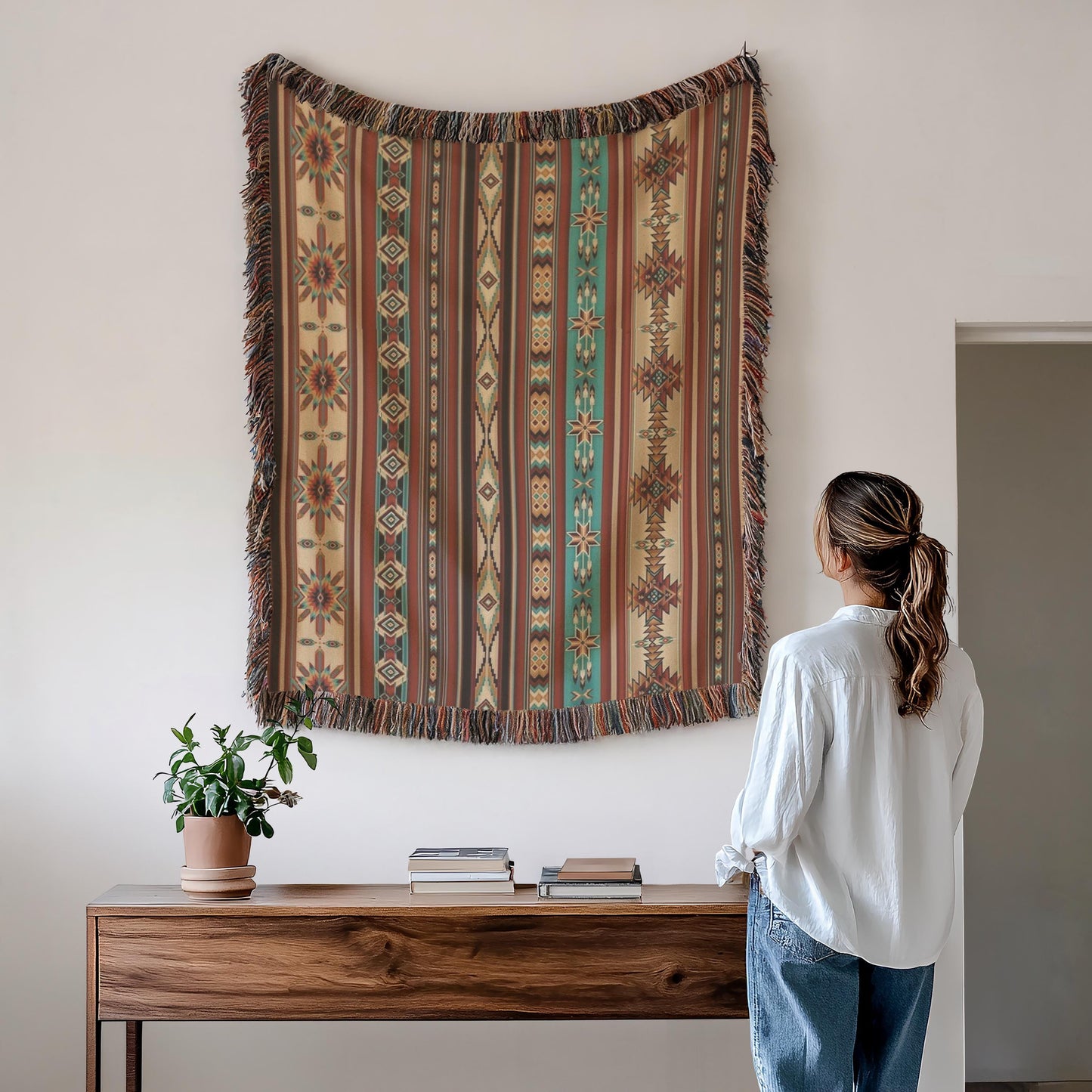 Native American Blanket, Navajo Pattern Office Decor, Southwestern Design Throw, Ethnic Man Cave Blanket, Tribal Decor, Boho