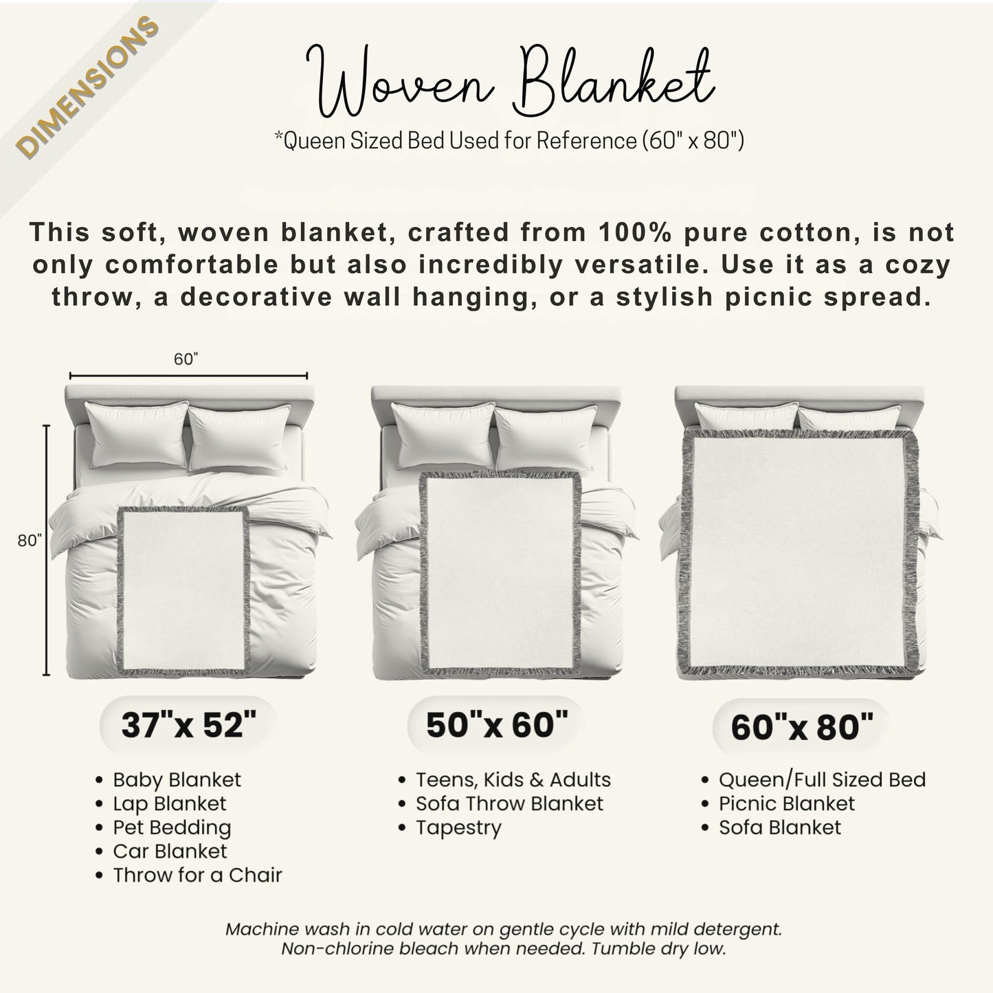 Modern Throw Blanket Set - Mid Century Bedding With Woven Cotton Throw & Sage Green Pillow