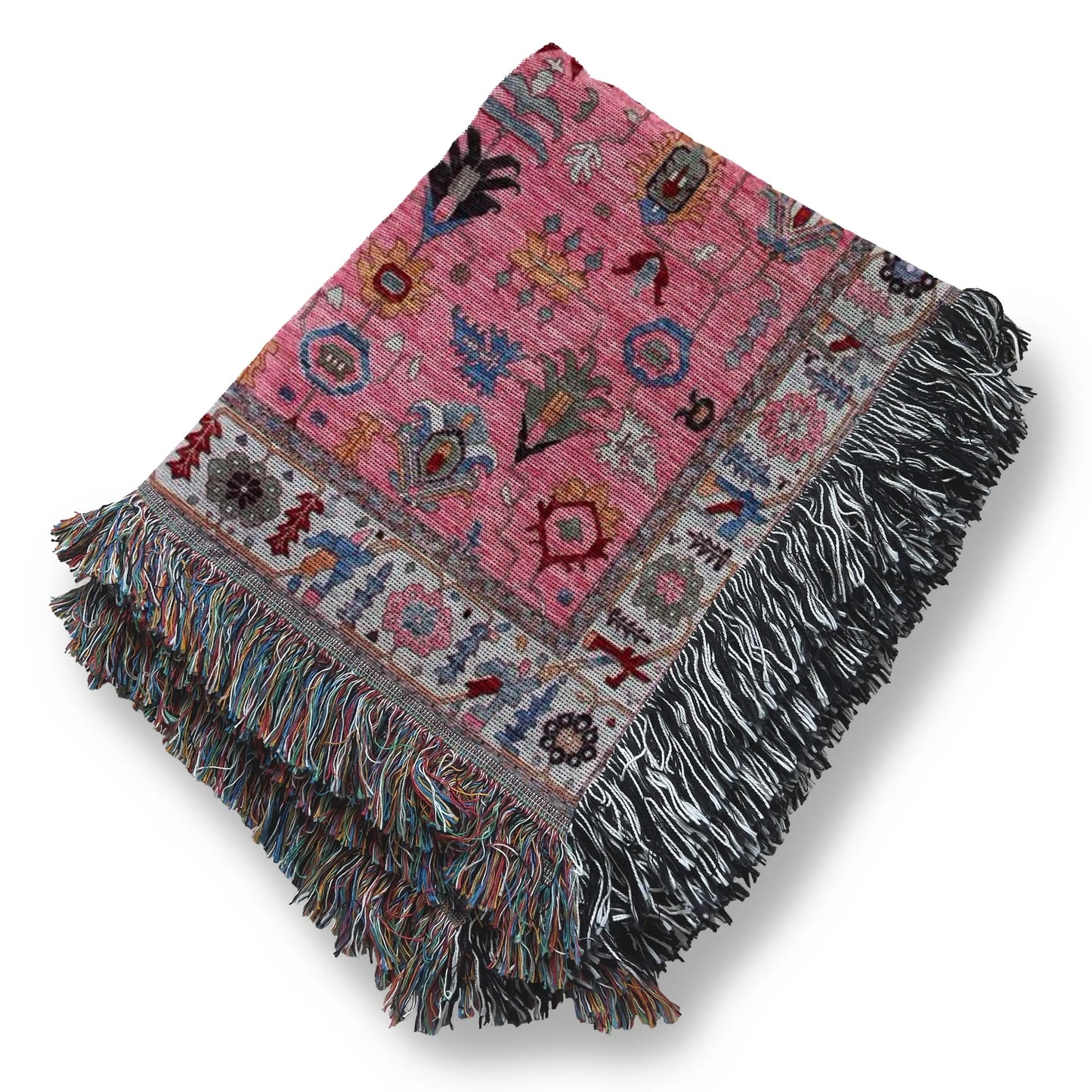Boho Woven Blanket – Cotton Throw Blanket With Fringed Sofa Cover & Cozy Accent