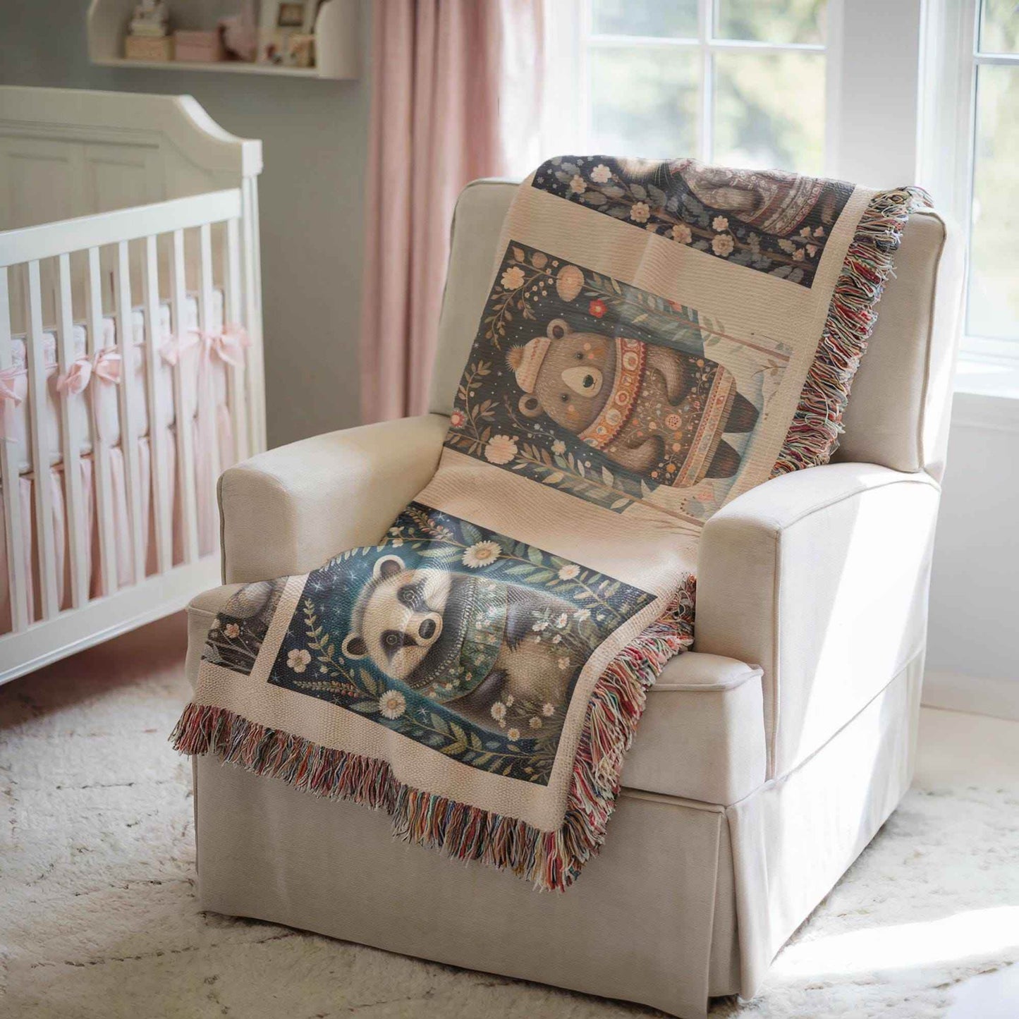 Cotton Woven Blanket – Scandinavian Style Woodland Animal Throw | Soft Cozy - timelessbohochic.com
