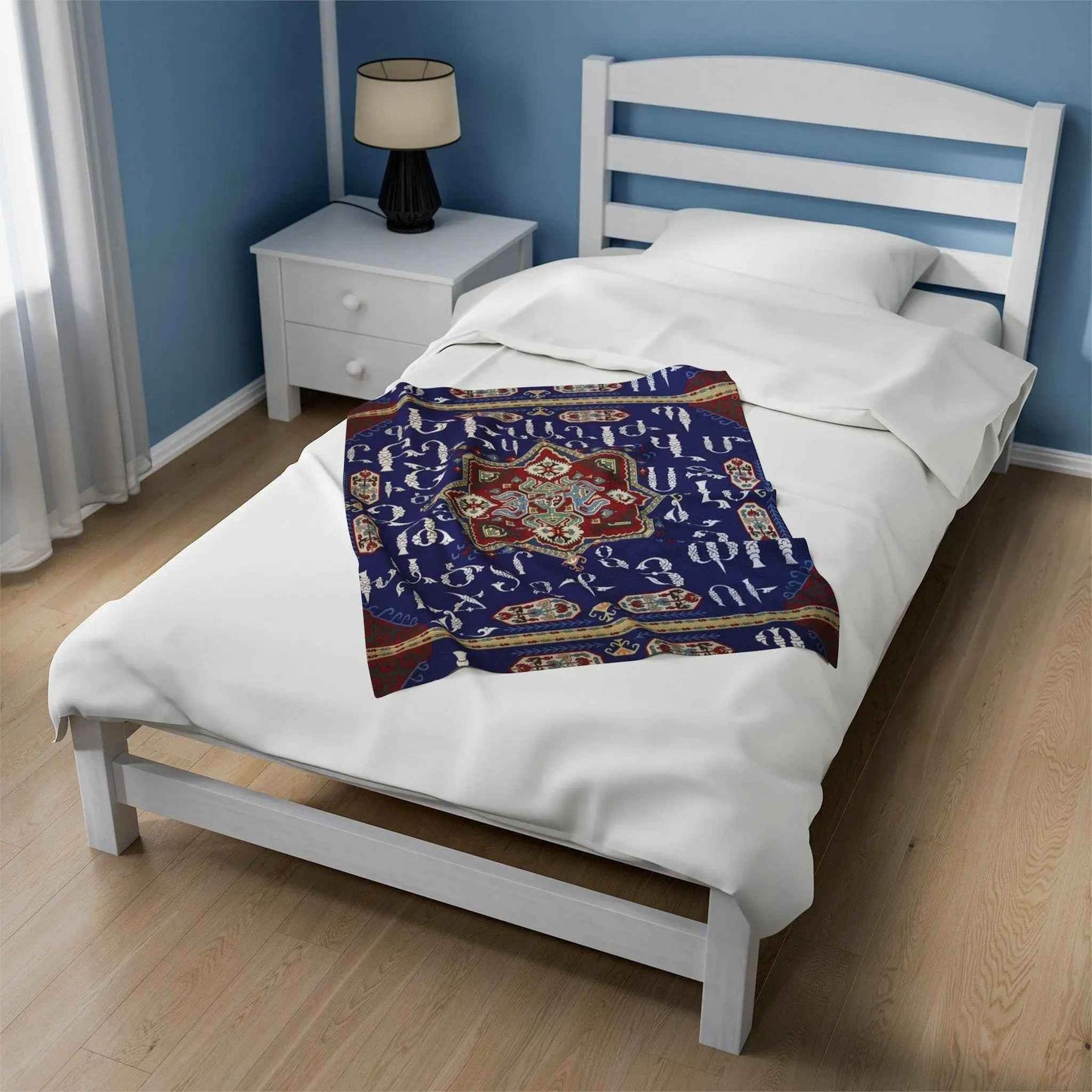Armenian Alphabet Plush Blanket – Personalized Velveteen Throw with Armenian Design - timelessbohochic.com