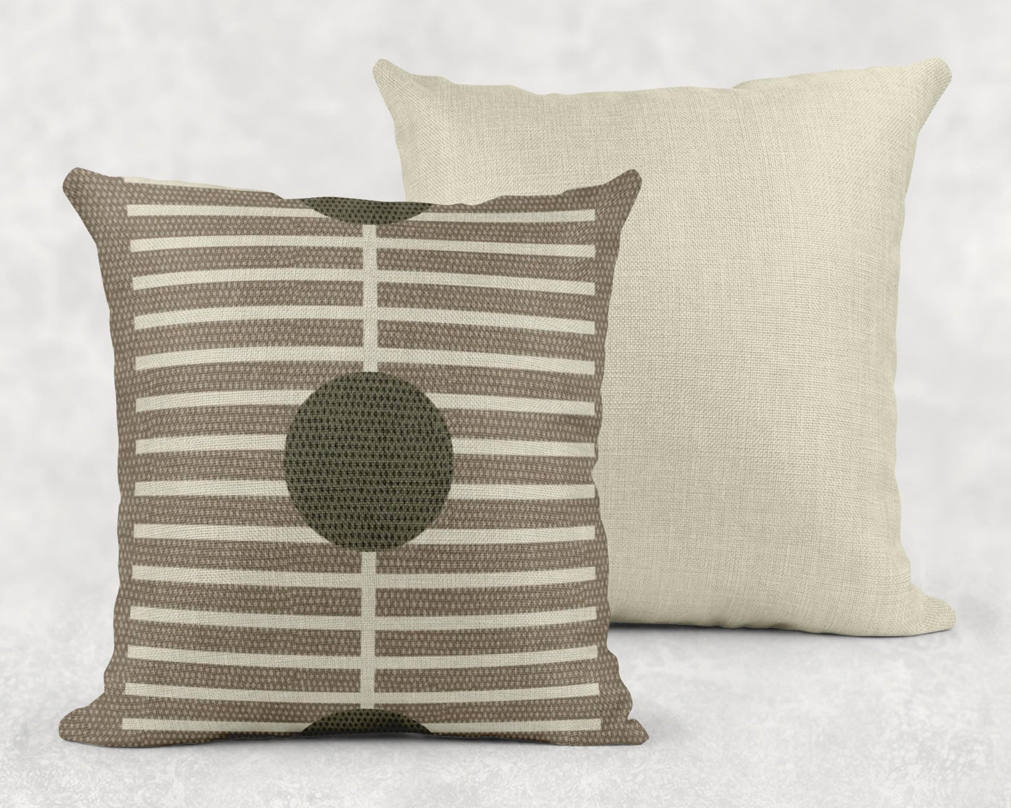 Woven Throw Cushion - Geometric Decor Cream Green Pillow | Modern Home Accent