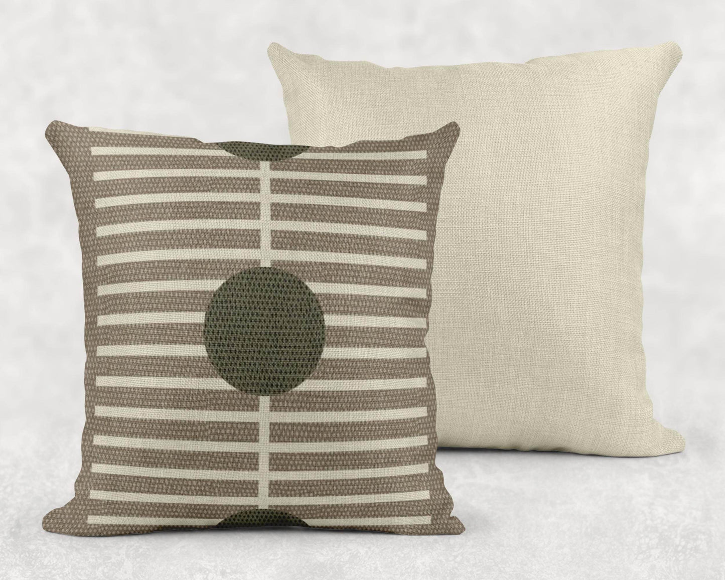 Woven Throw Cushion - Geometric Decor Cream Green Pillow | Modern Home Accent - timelessbohochic.com