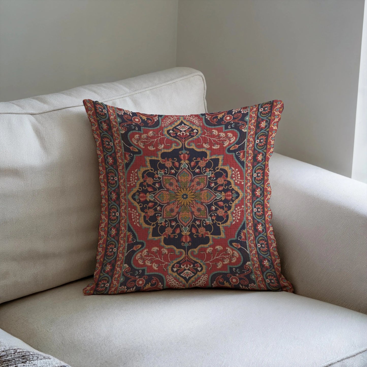 Turkish Rug Pillow - Woven Throw Pillow | Middle Eastern Decor Accent Cushion Cover