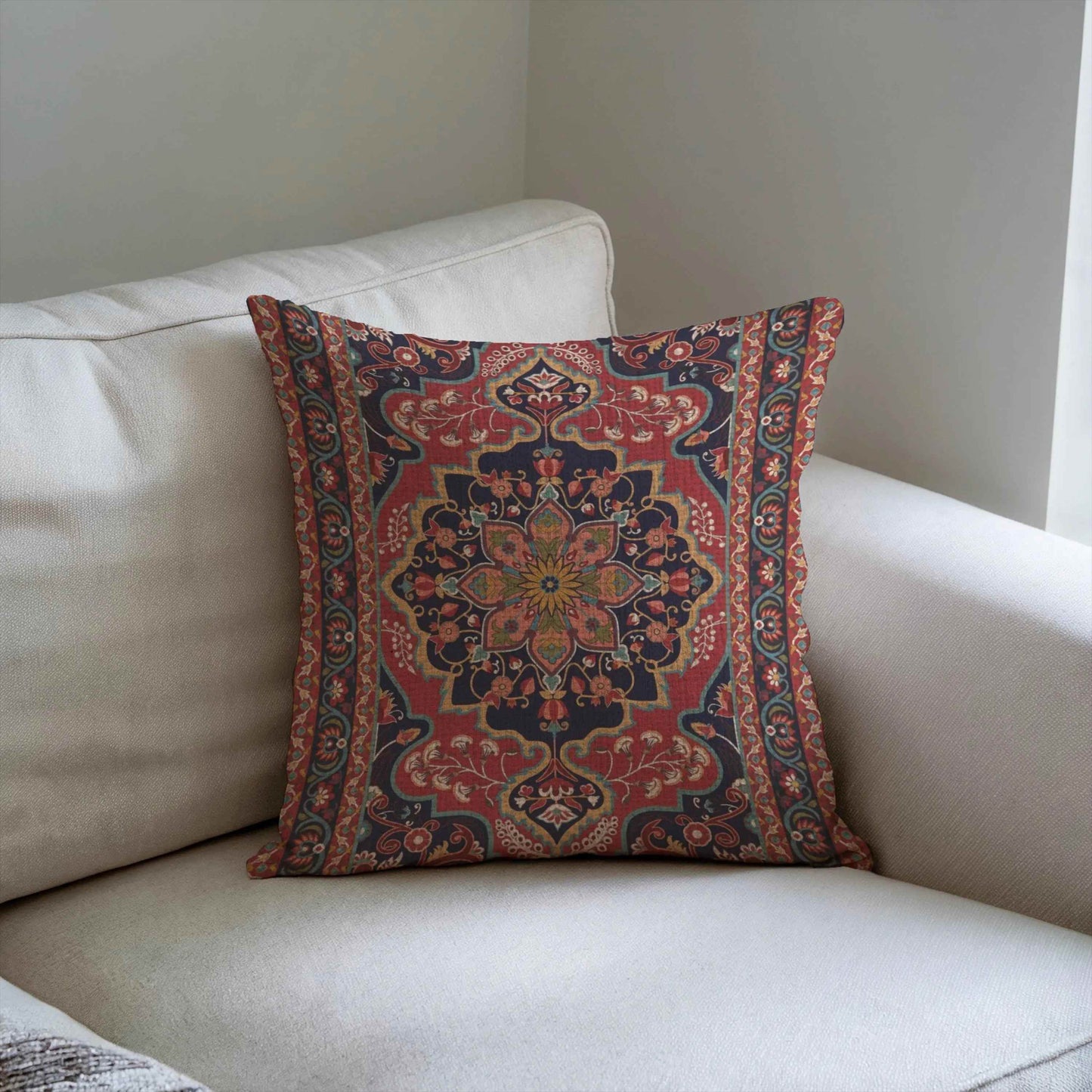 Turkish Rug Pillow - Woven Throw Pillow | Middle Eastern Decor Accent Cushion Cover - timelessbohochic.com